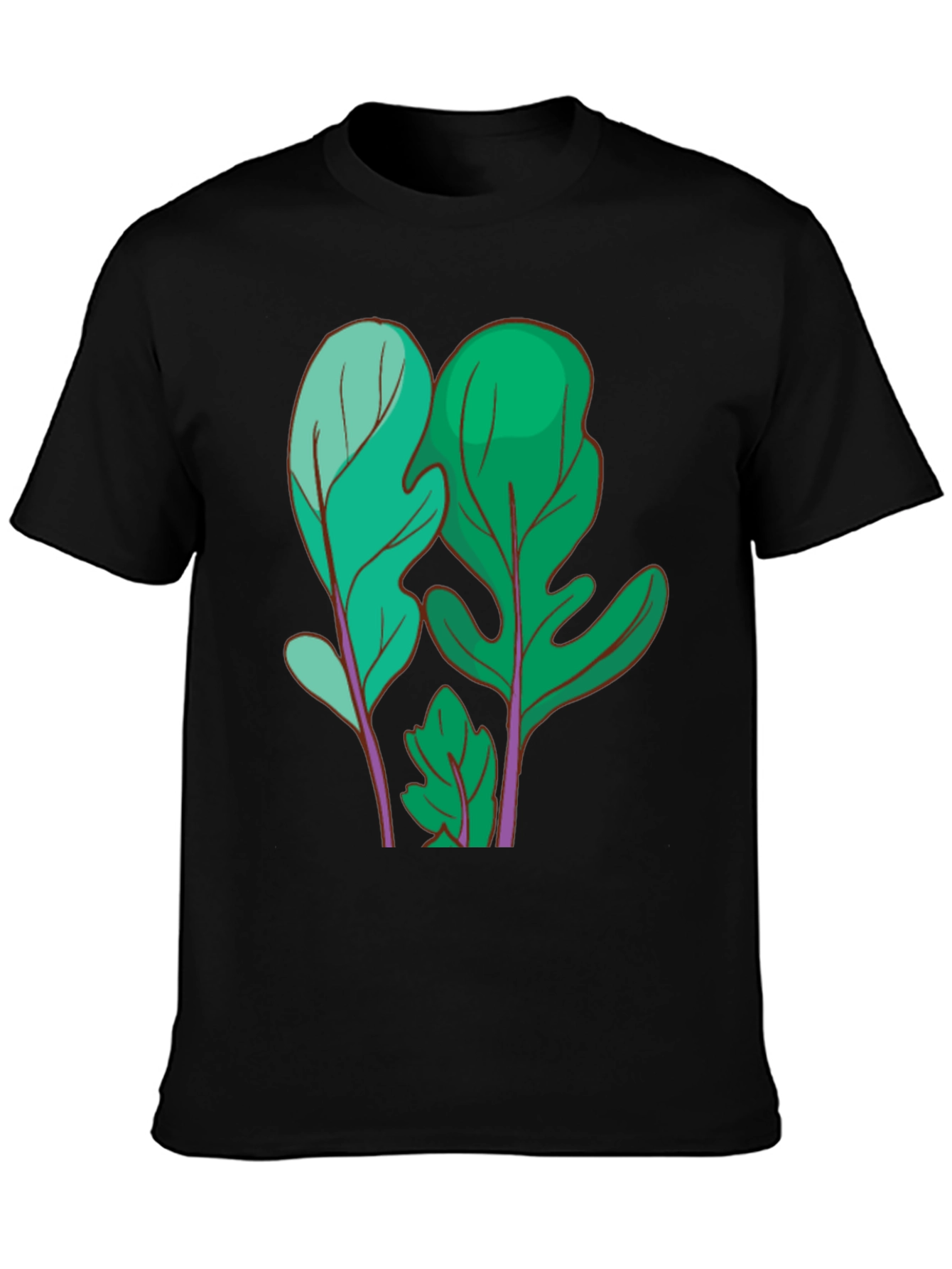 Black Leaf Print T-Shirt view 3