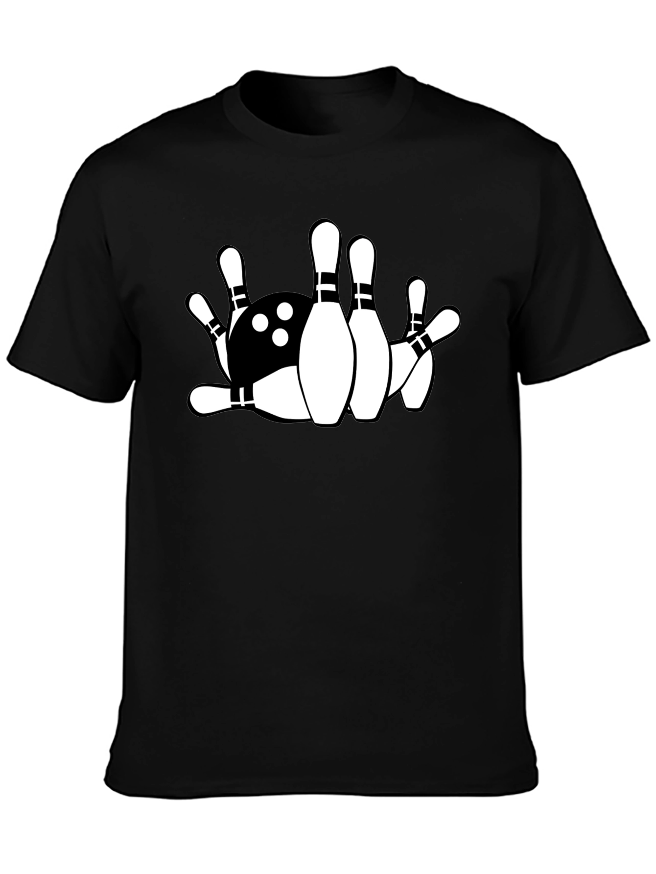 Black Bowling Strike T-Shirt - Classic Black Tee view 3