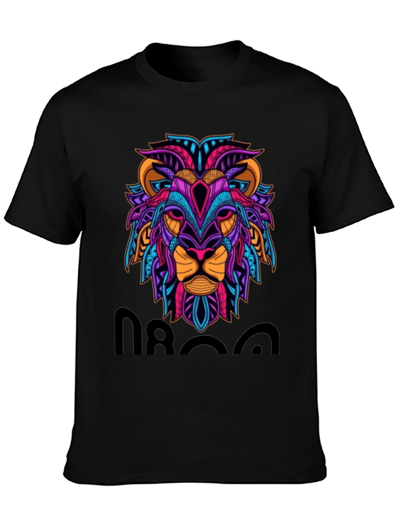 Black Lion Graphic Print Tee - Men's Black T-Shirt view 3