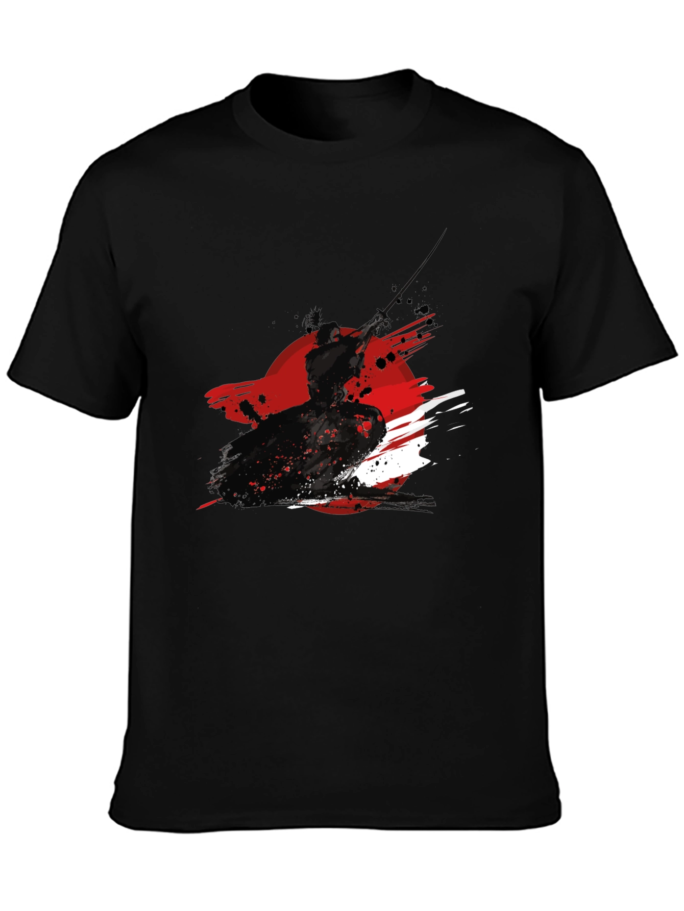 Black Samurai Ink Graphic Black T-Shirt view 3