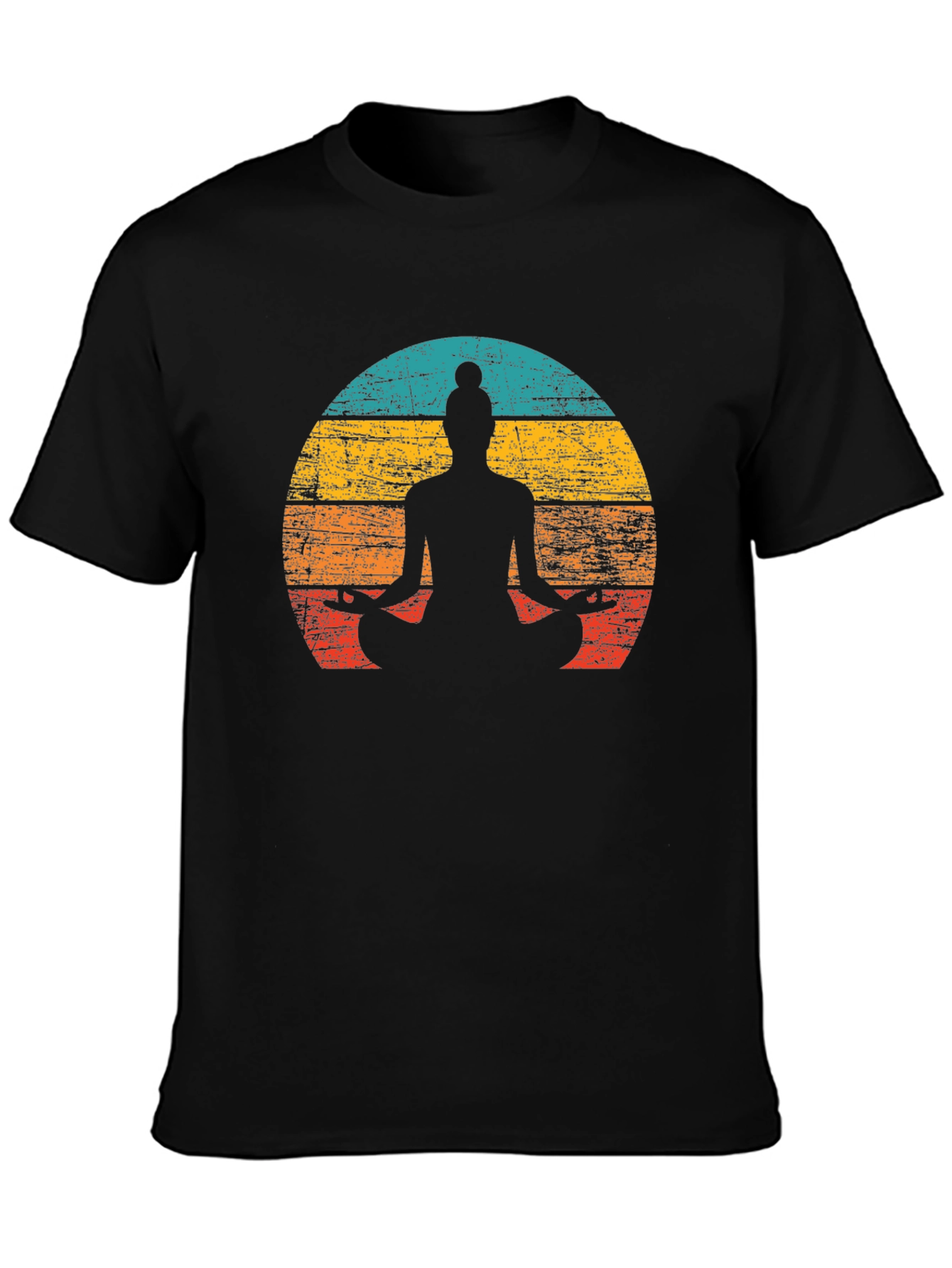 Black Yoga Silhouette Retro Sunset Graphic Tee - Unisex view 3