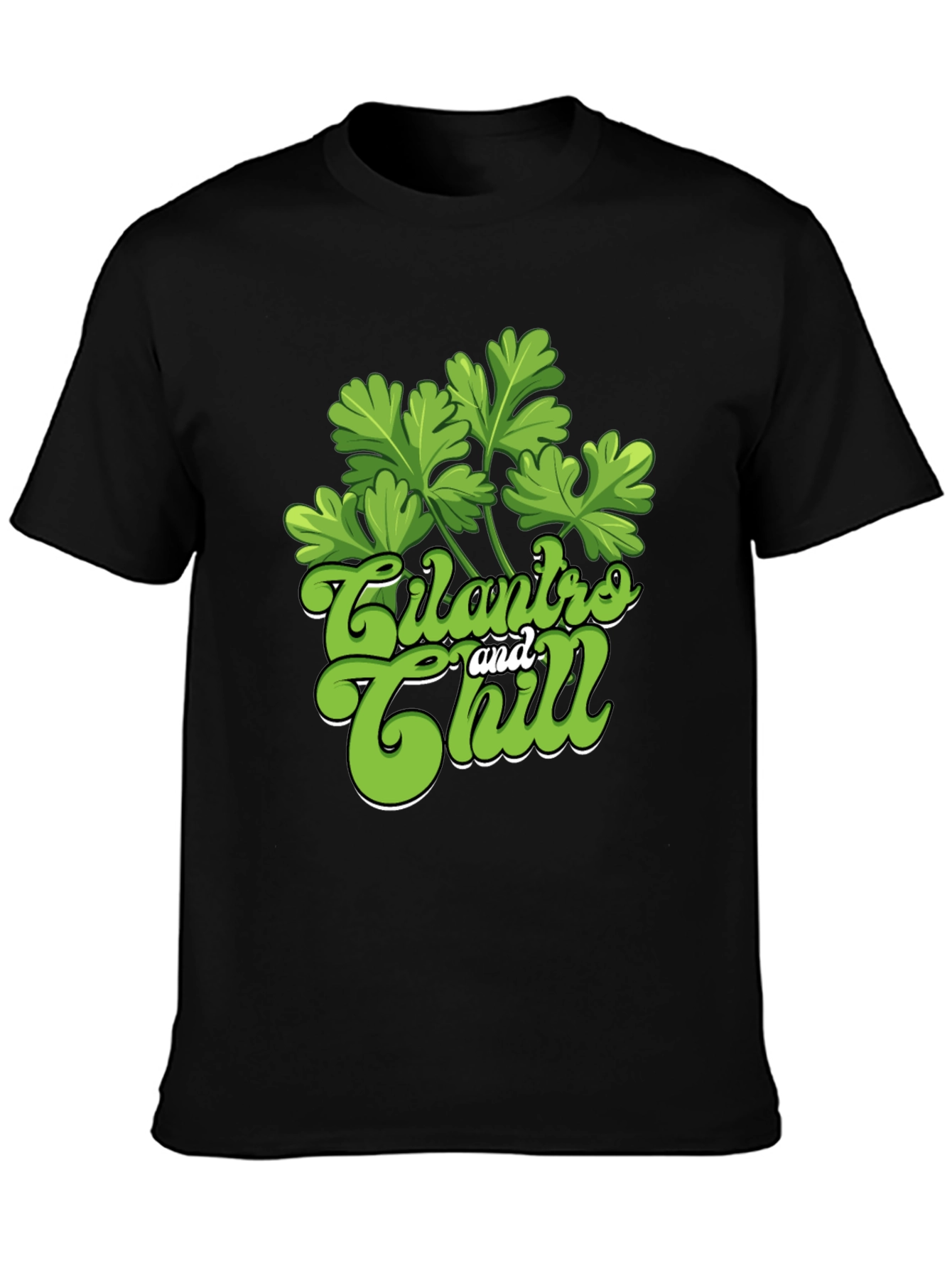Black Cilantro and Chill Graphic T-Shirt, Black view 3