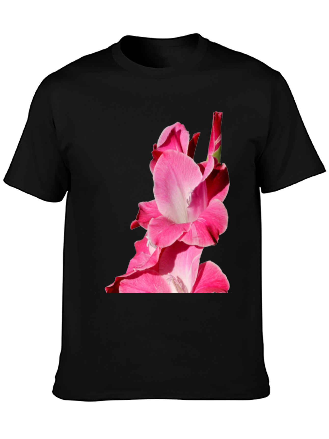 Black Pink Floral Print Black Tee view 3