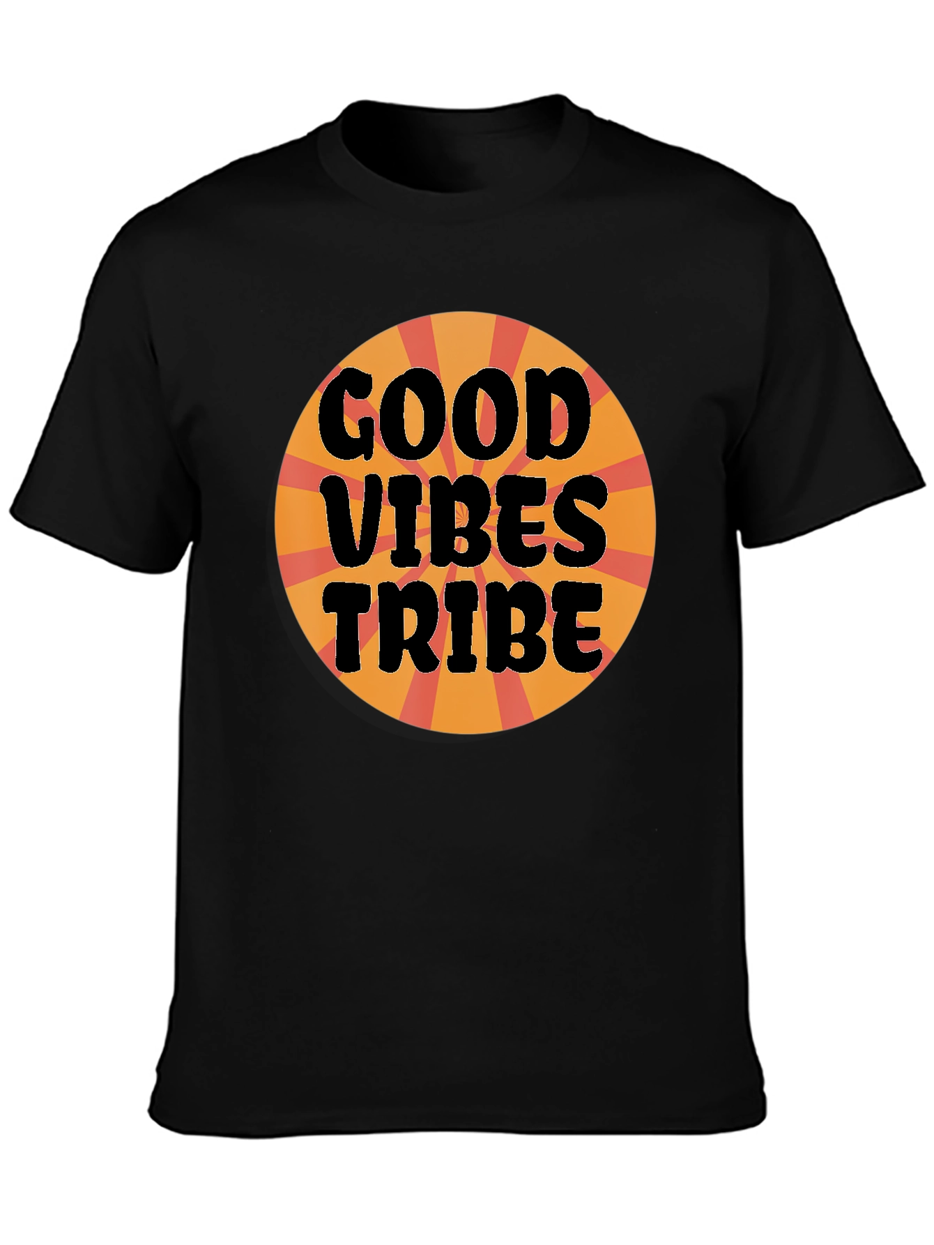 Black Good Vibes Tribe Graphic Tee - Black Cotton T-Shirt view 3