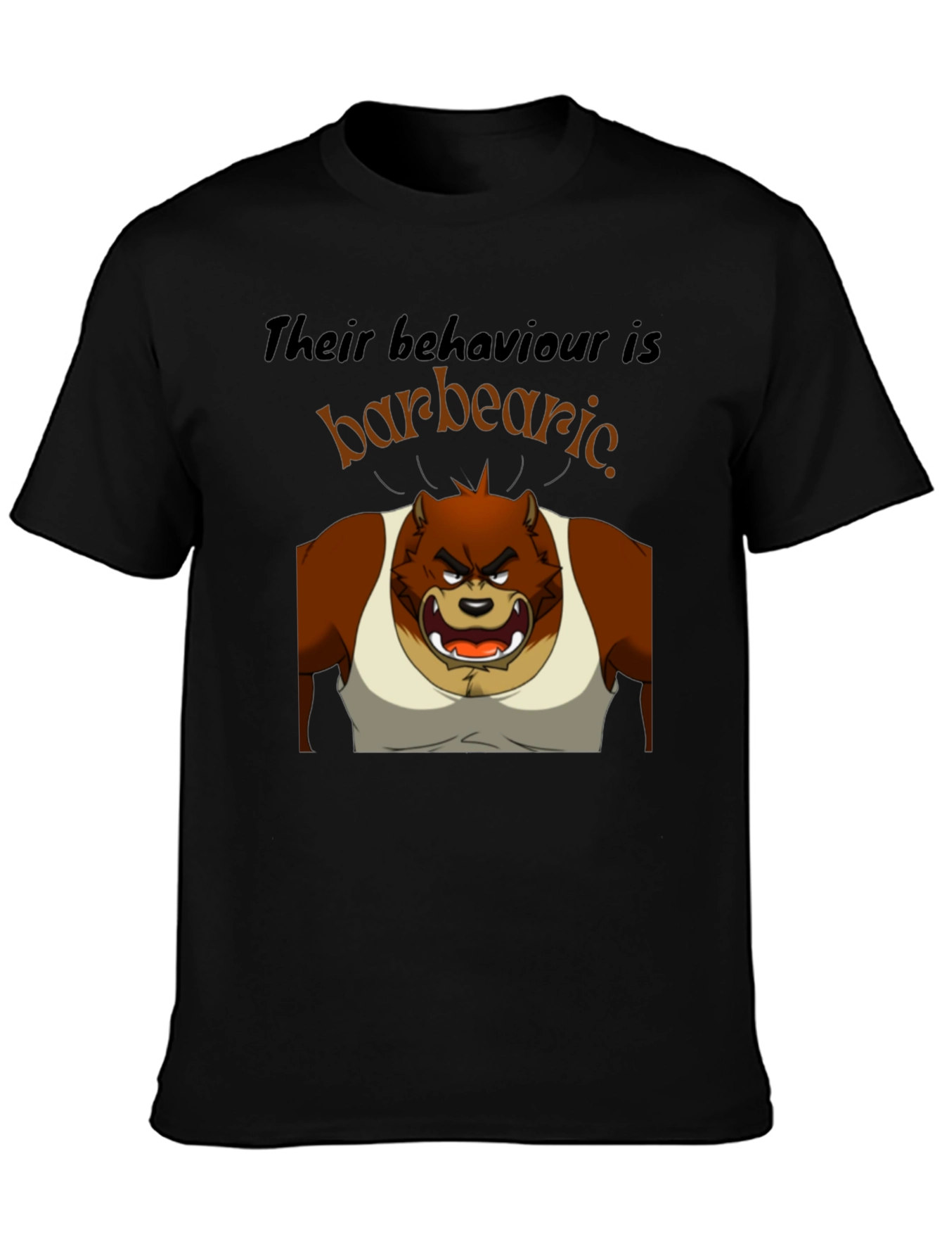 Black Barbearic Cartoon Bear T-Shirt view 3