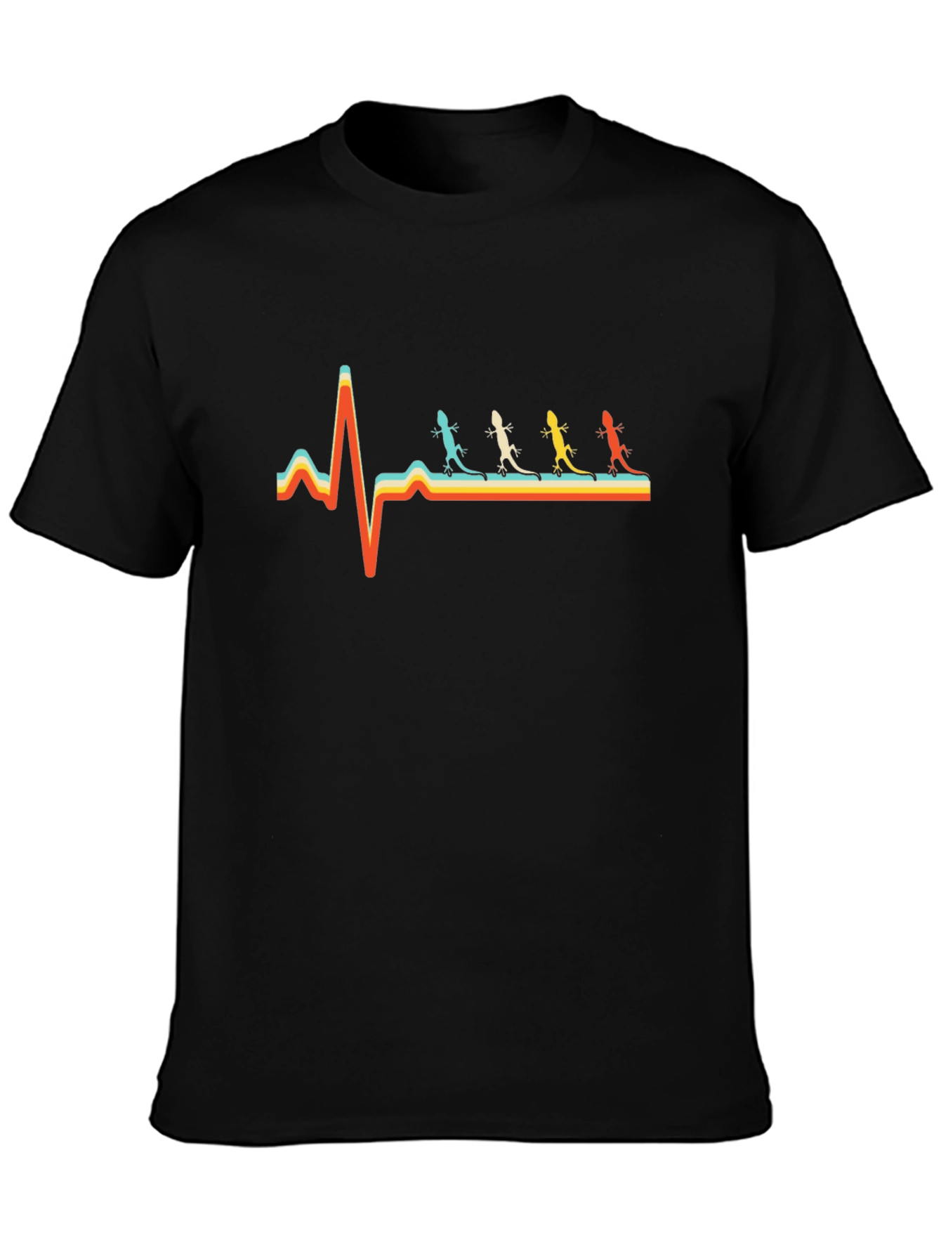 Black Lizard Heartbeat T-Shirt - Retro Style view 3