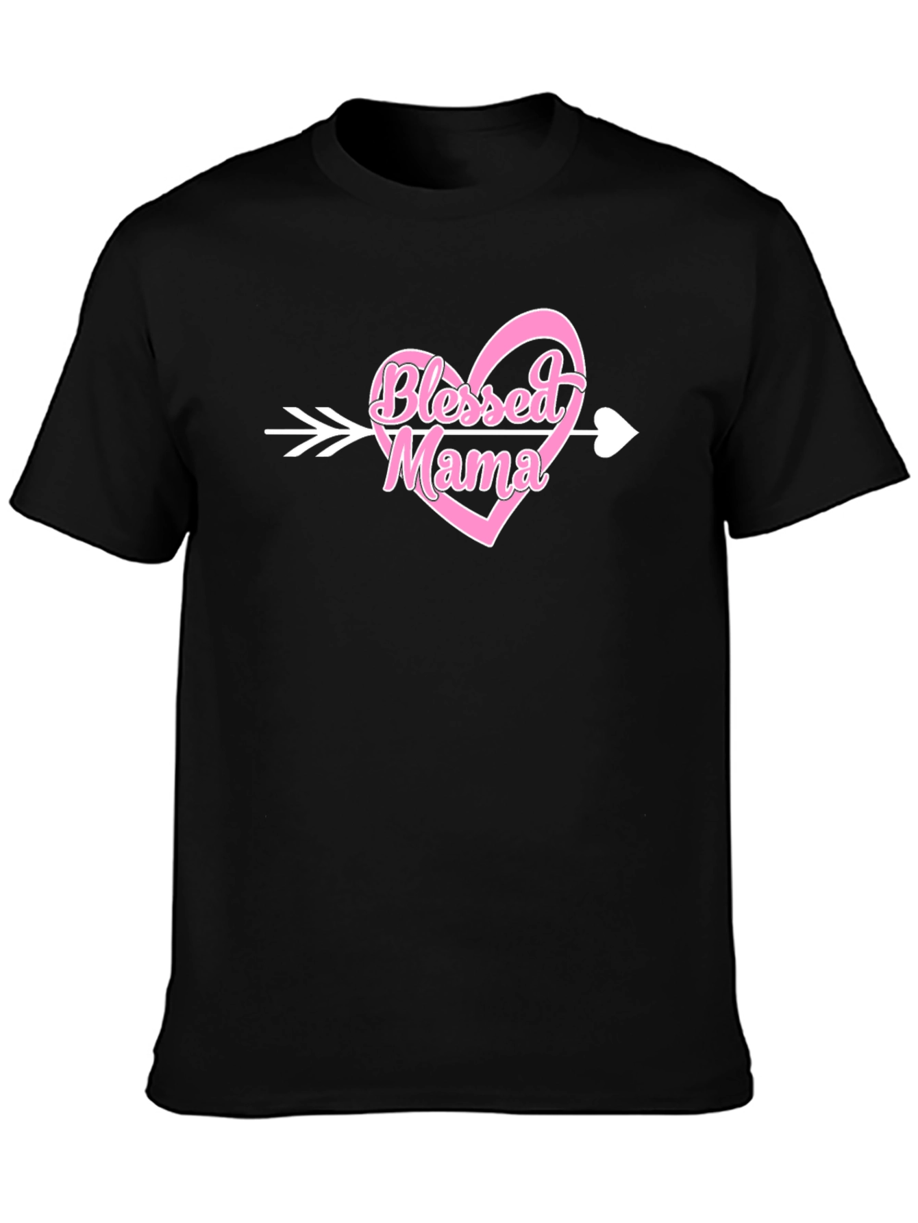 Black Blessed Mama Arrow Heart Graphic T-Shirt view 3