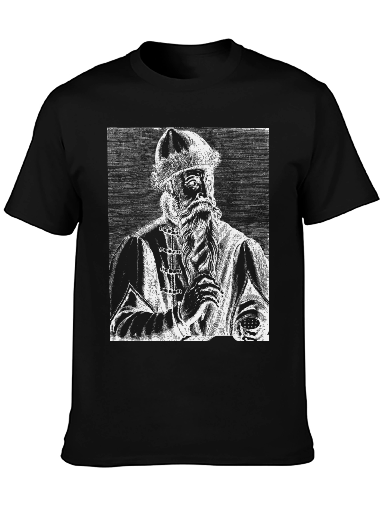 Black Vintage Portrait Graphic T-Shirt view 3