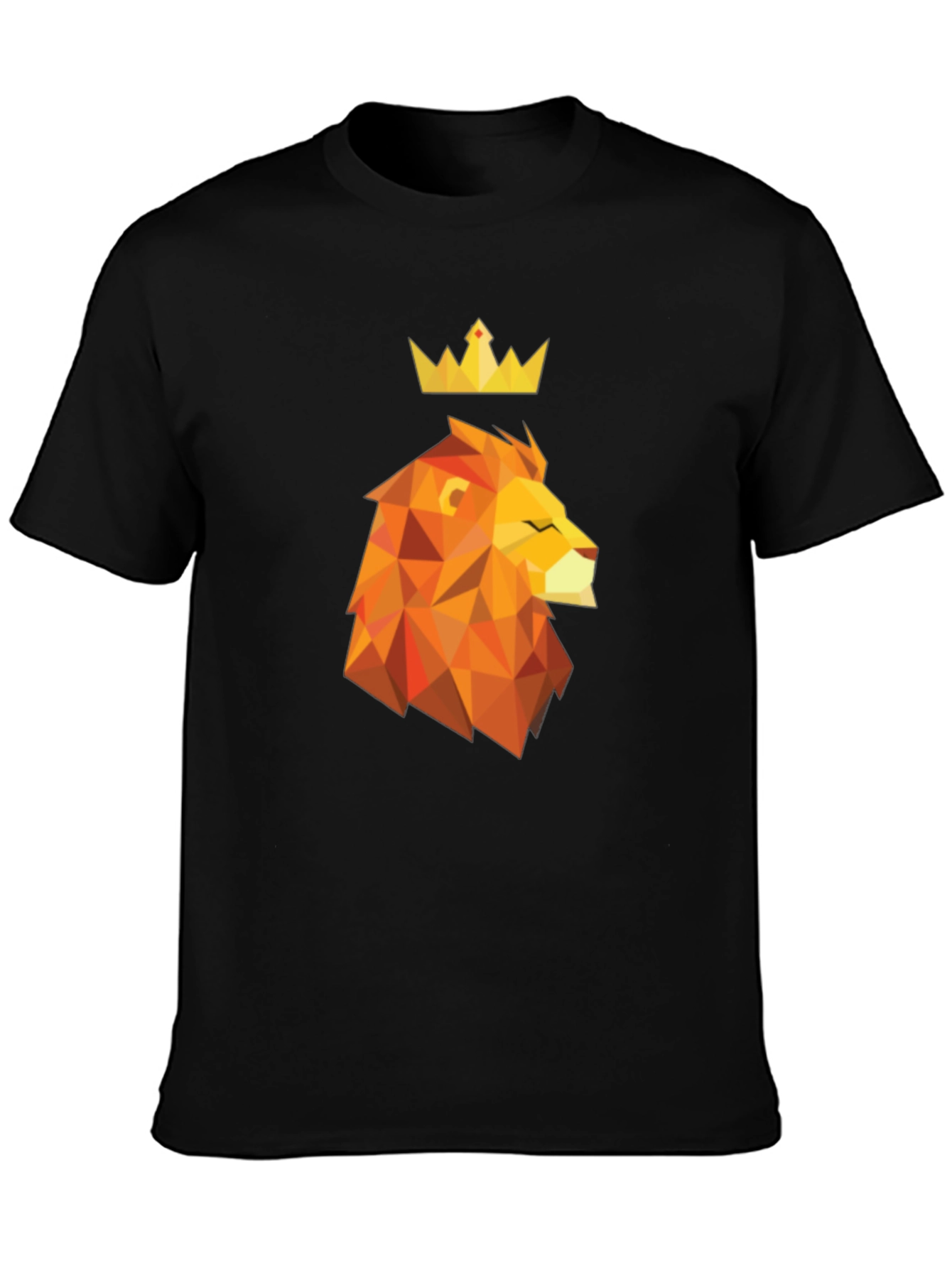 Black Geometric Lion King Graphic Tee - Stylish Men's Black T-Shirt view 3