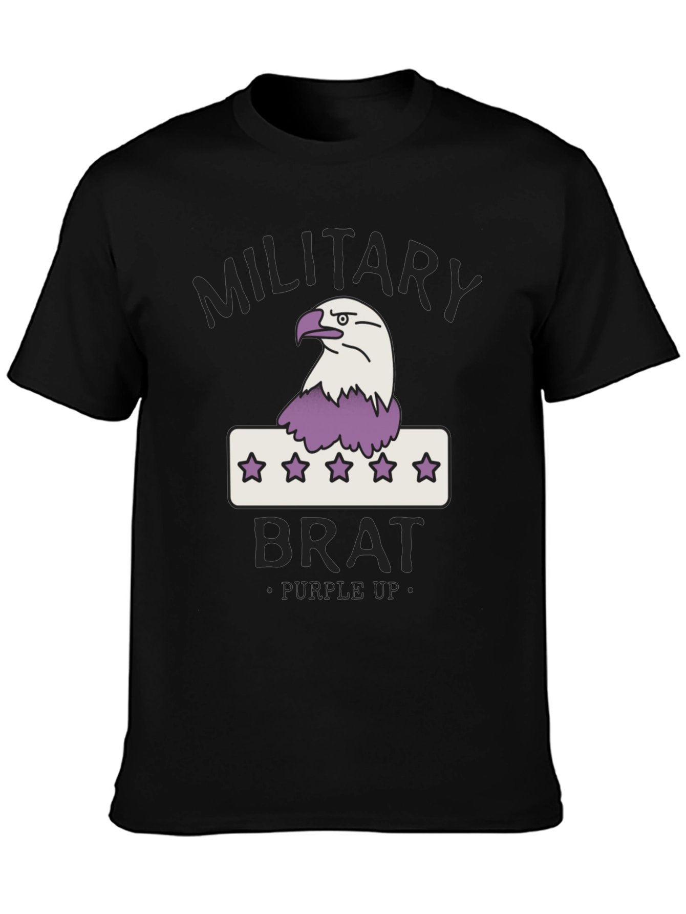 Black Military Brat T-Shirt - Purple Up view 3