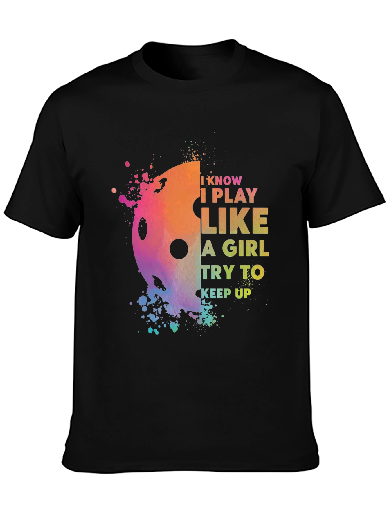 Black Pickleball I Play Like A Girl T-Shirt view 3