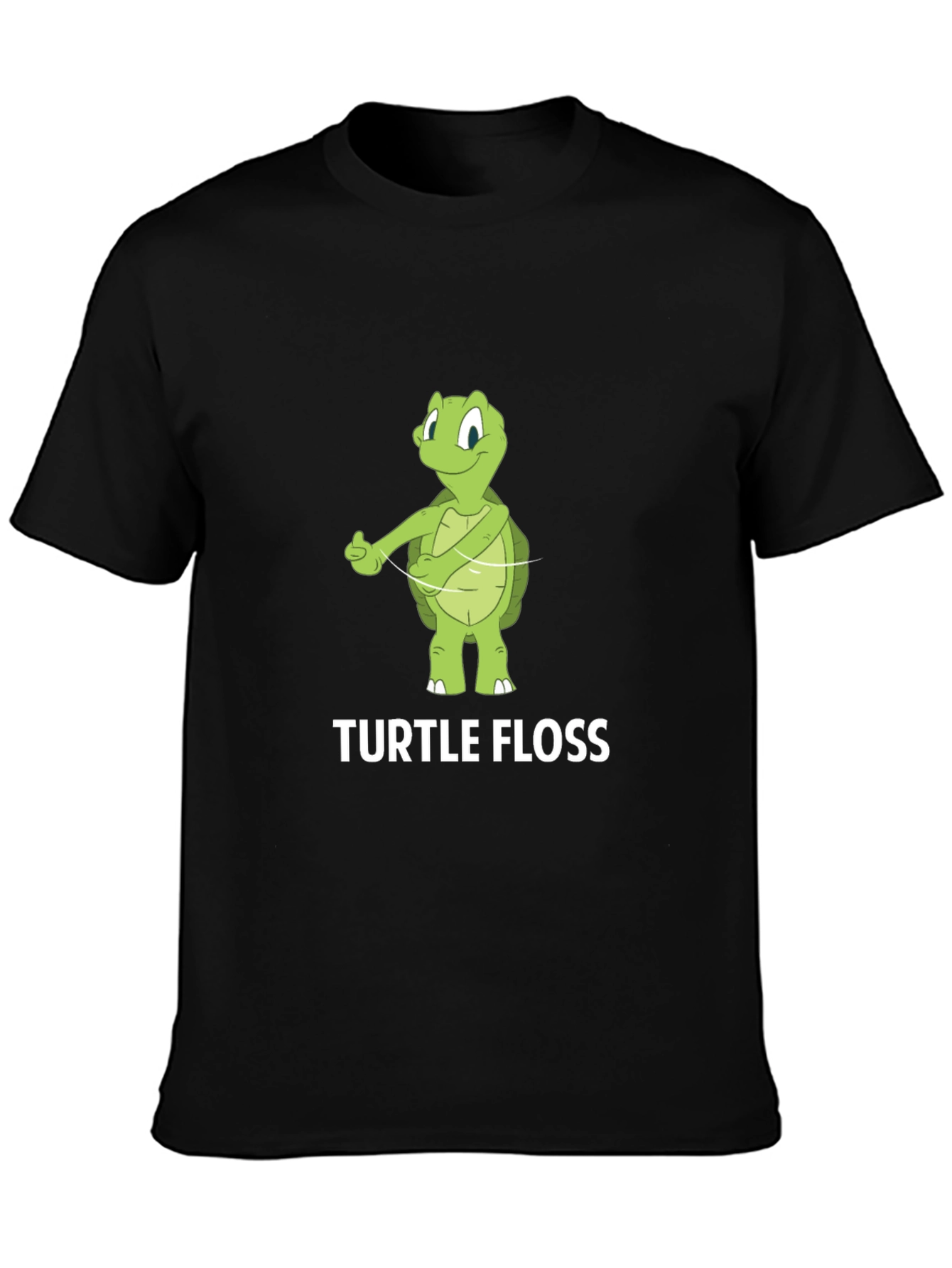 Black Turtle Floss T-Shirt - Funny Dental Hygiene Tee view 3