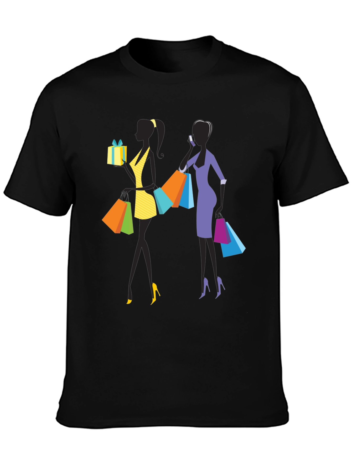 Black Stylish Shopping Women Graphic T-Shirt view 3