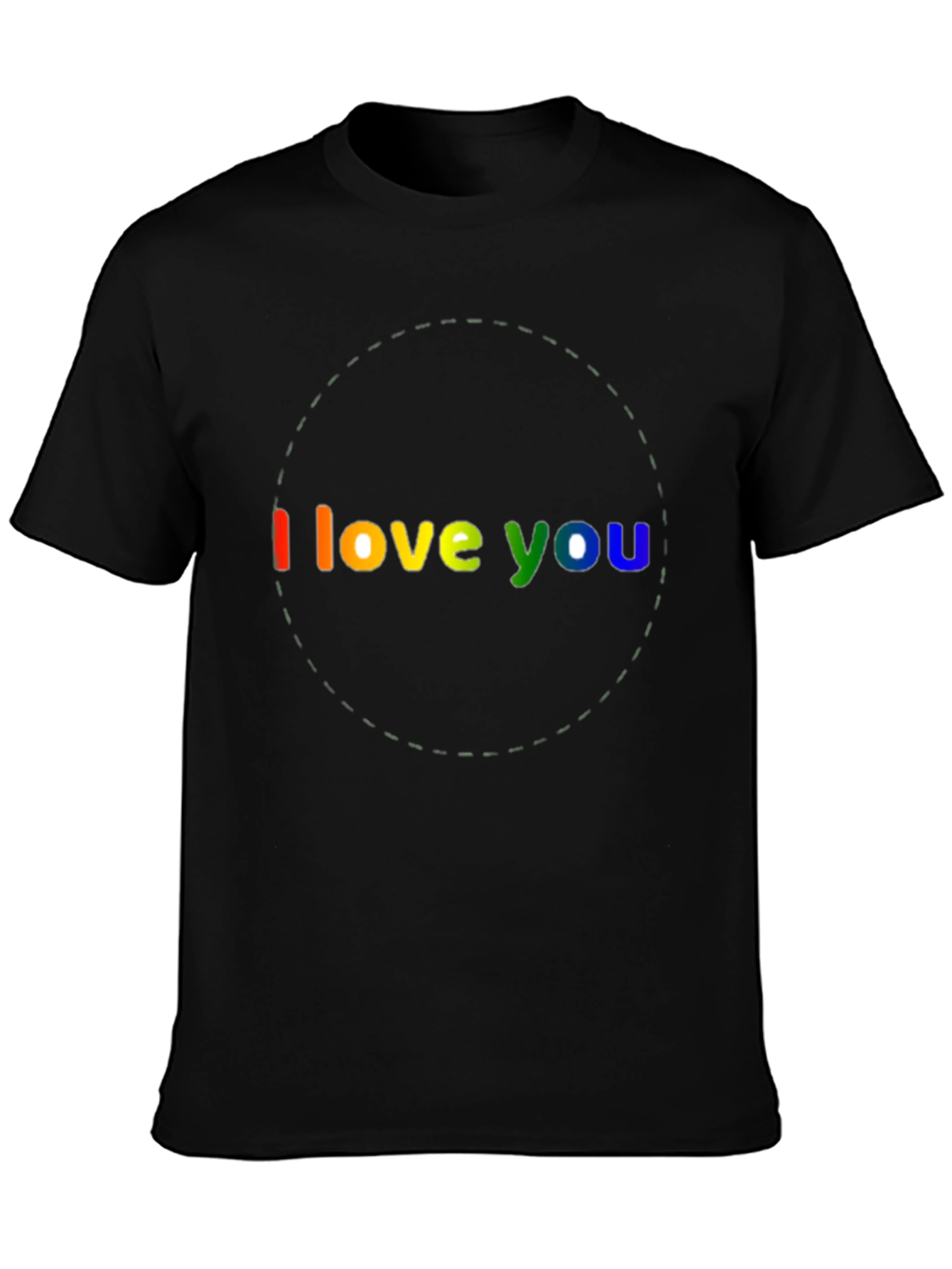 Black I Love You Rainbow Graphic Black T-Shirt view 3