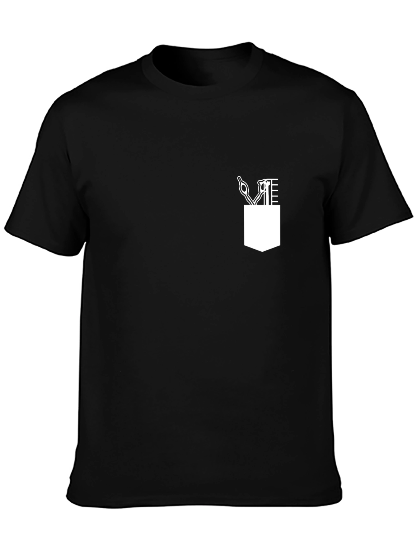 Black Stylish Barber Pocket Print T-Shirt view 3