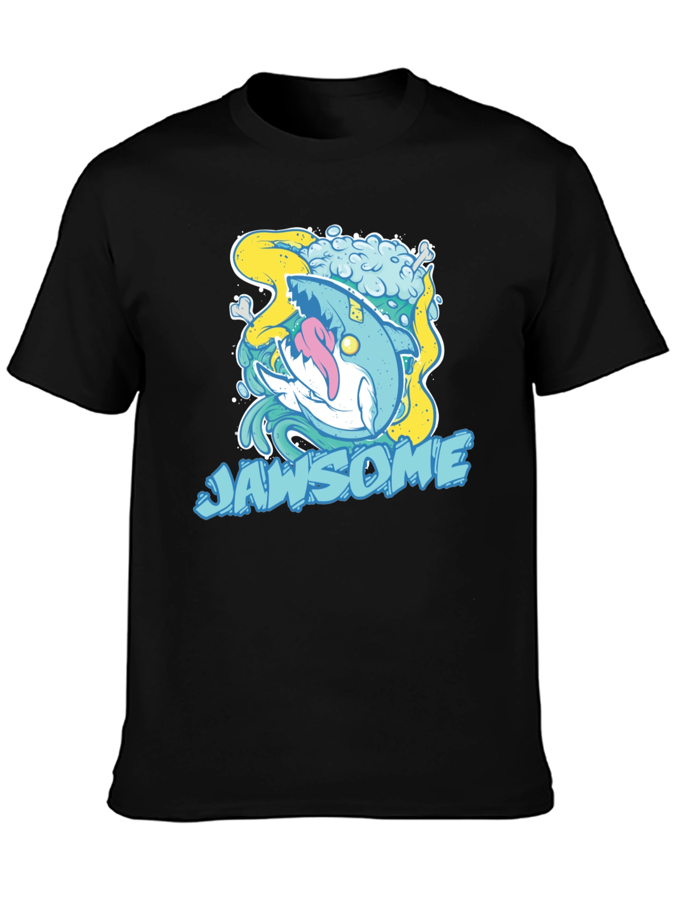 Black Jawsome Shark Graphic T-Shirt - Unique Cartoon Design view 3