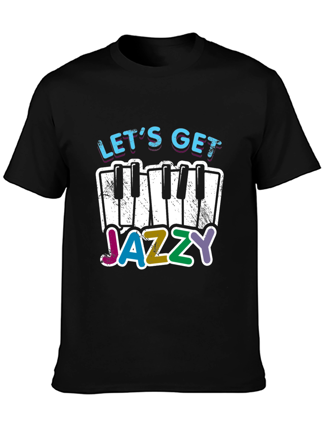 Black Let's Get Jazzy T-Shirt - Music Lover Tee view 3