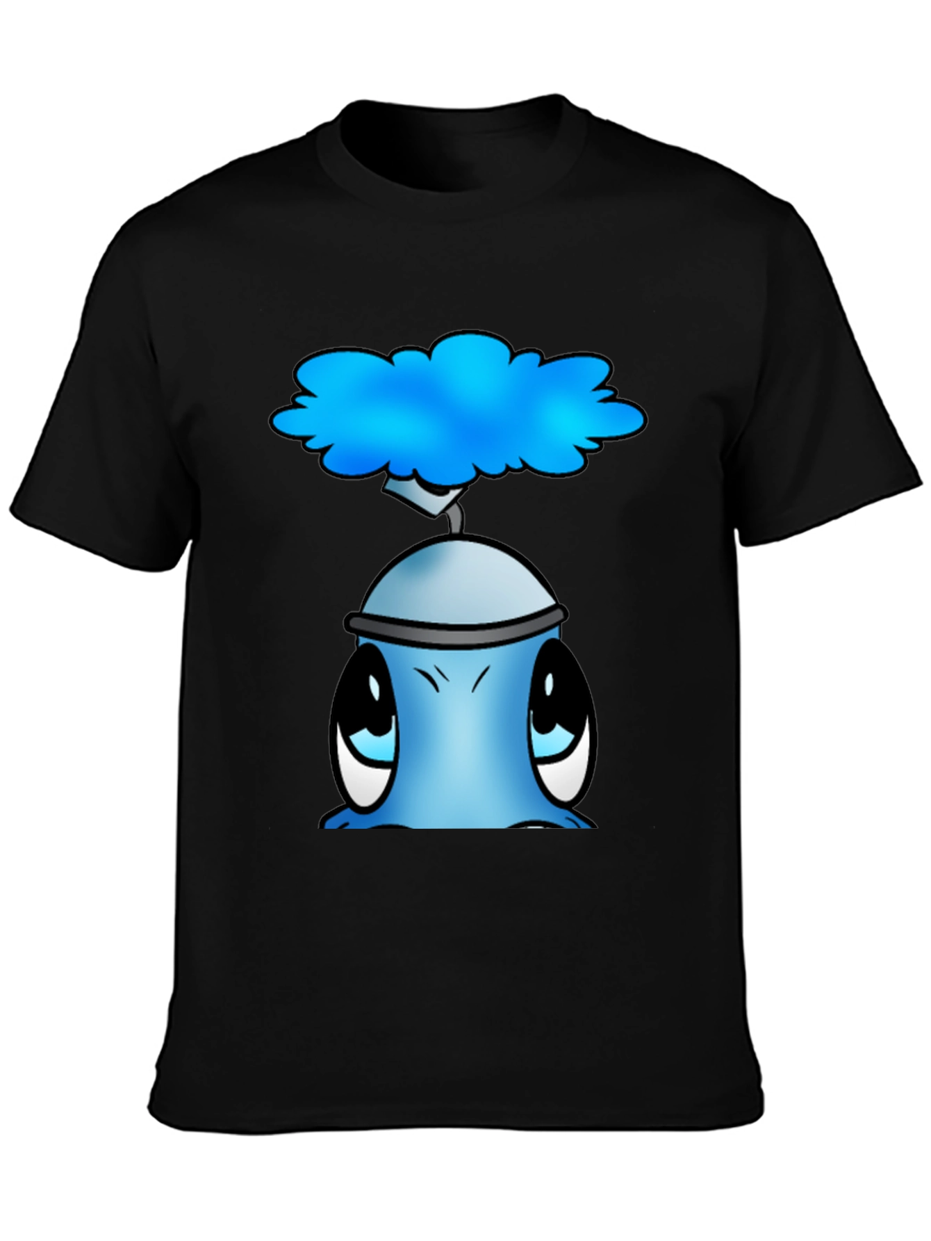 Black Cute Blue Alien Graphic T-Shirt view 3
