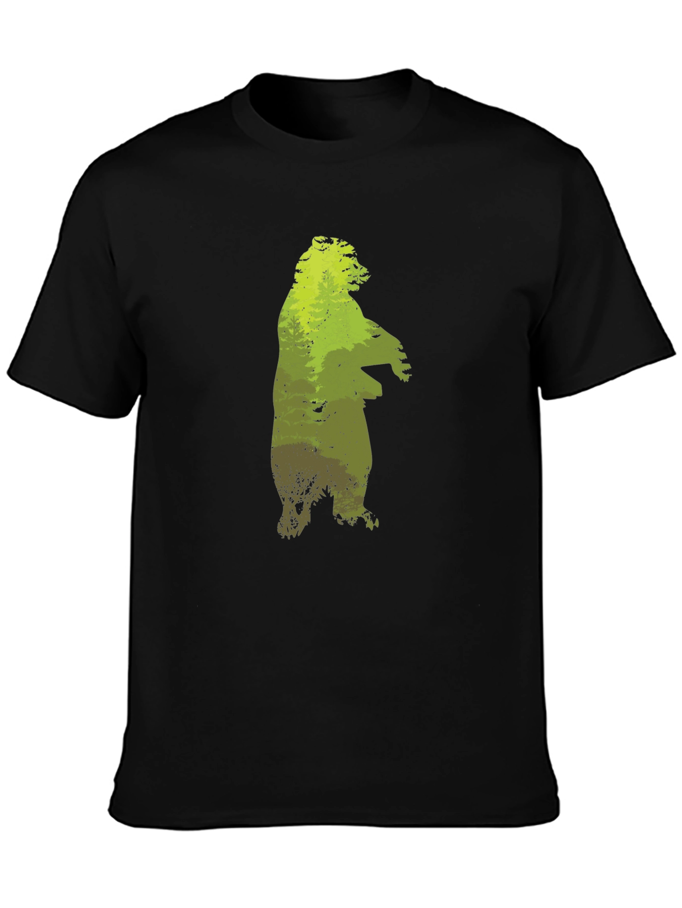 Black Nature Bear Graphic T-Shirt view 3