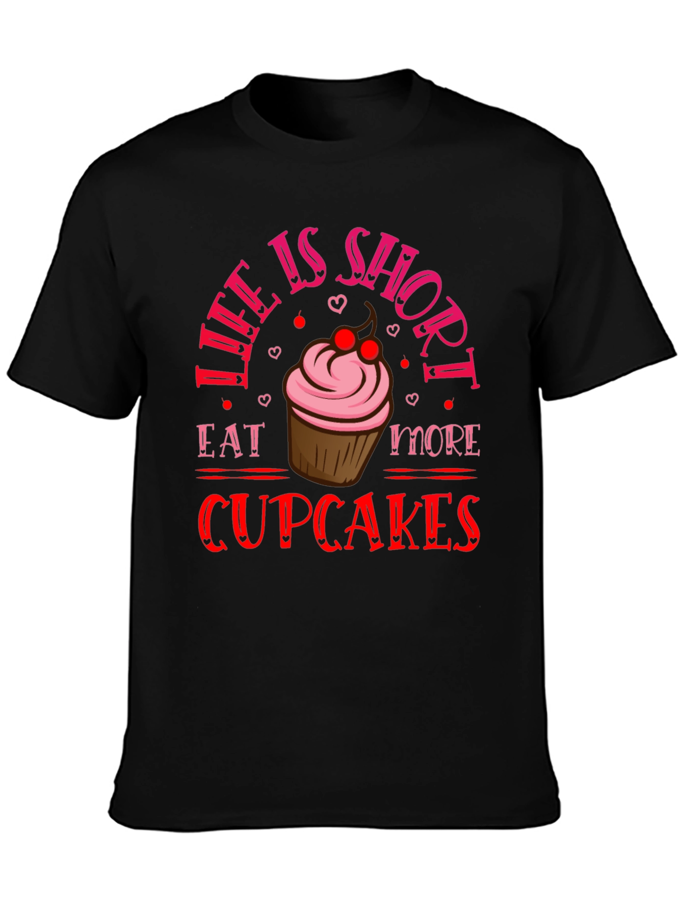 Black Life is Short Eat More Cupcakes Graphic Tee view 3