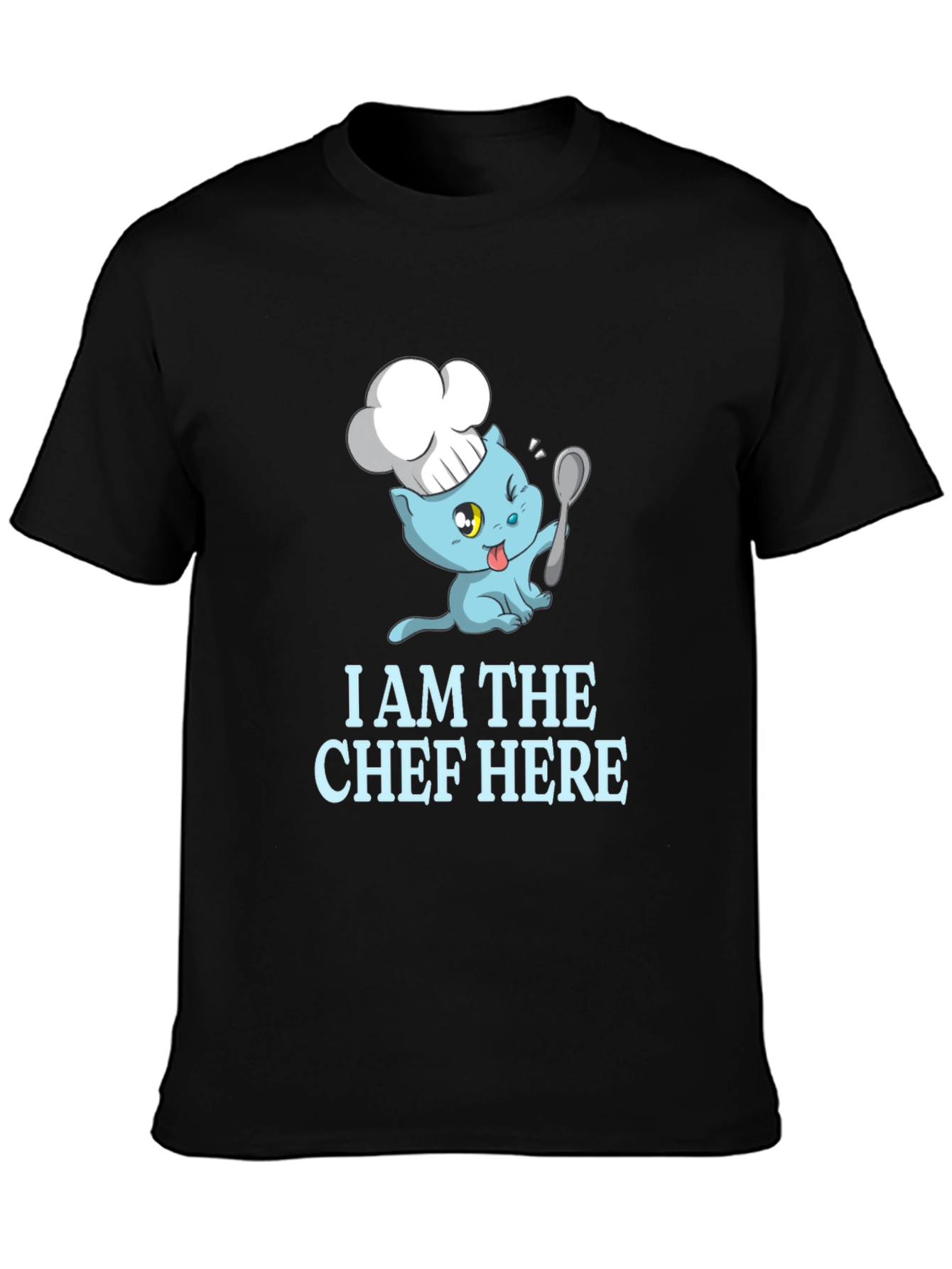 Black Chef Cat Graphic T-Shirt - Funny Foodie Tee view 3