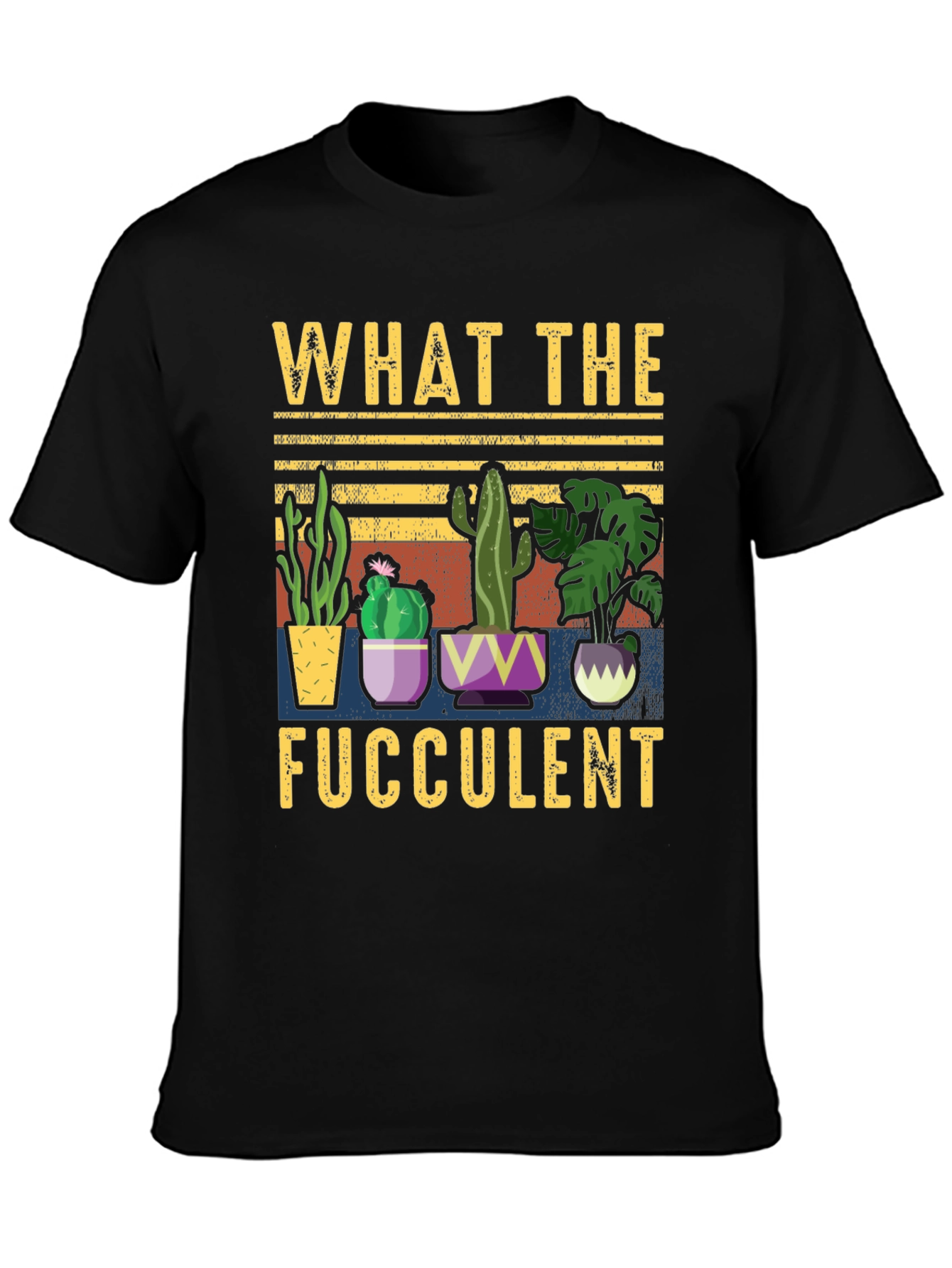 Black What the Fucculent T-Shirt Funny Succulent Plant Lover Tee view 3