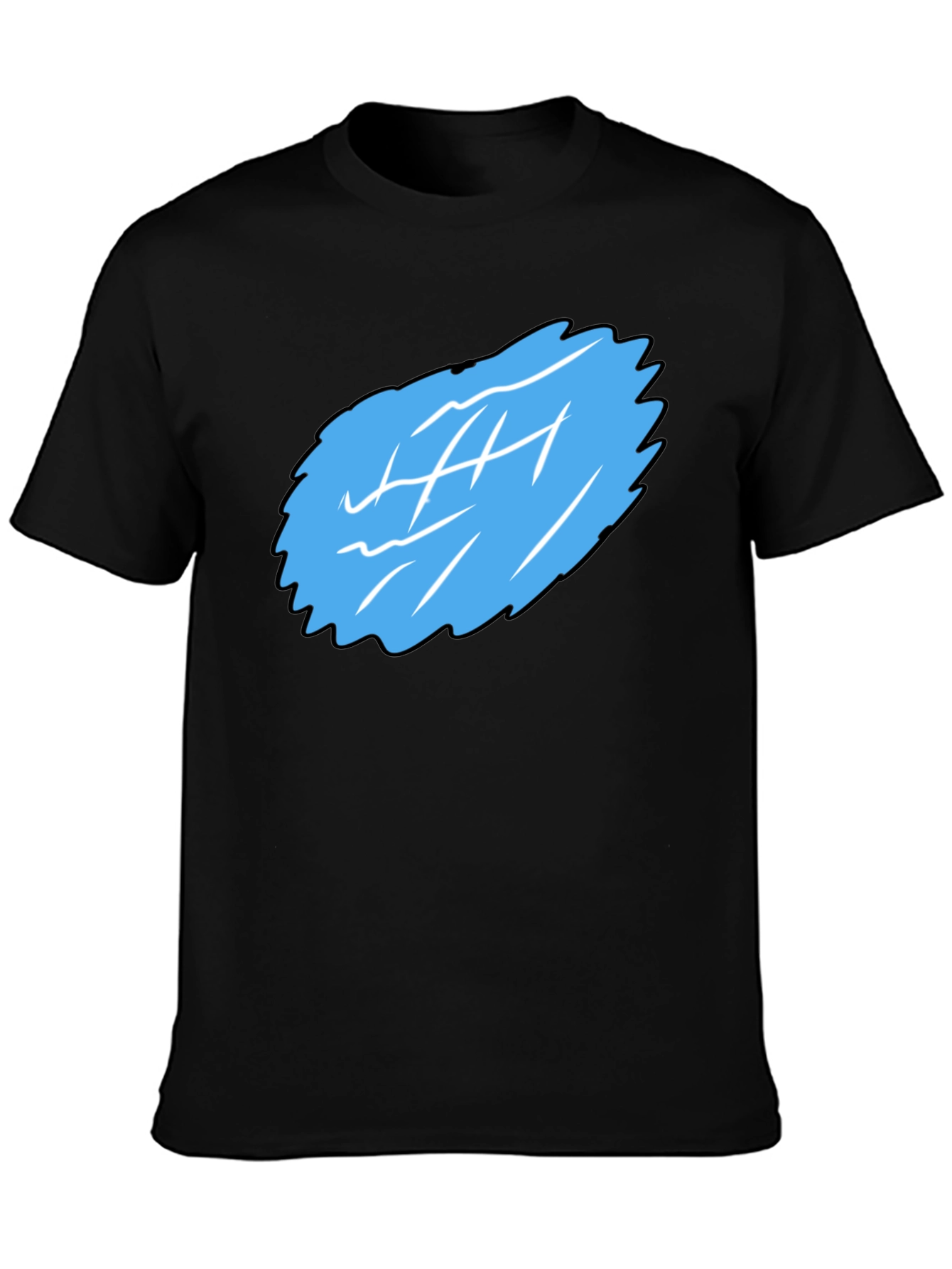 Black Men's Black Graphic Tee - Abstract Blue Design view 3