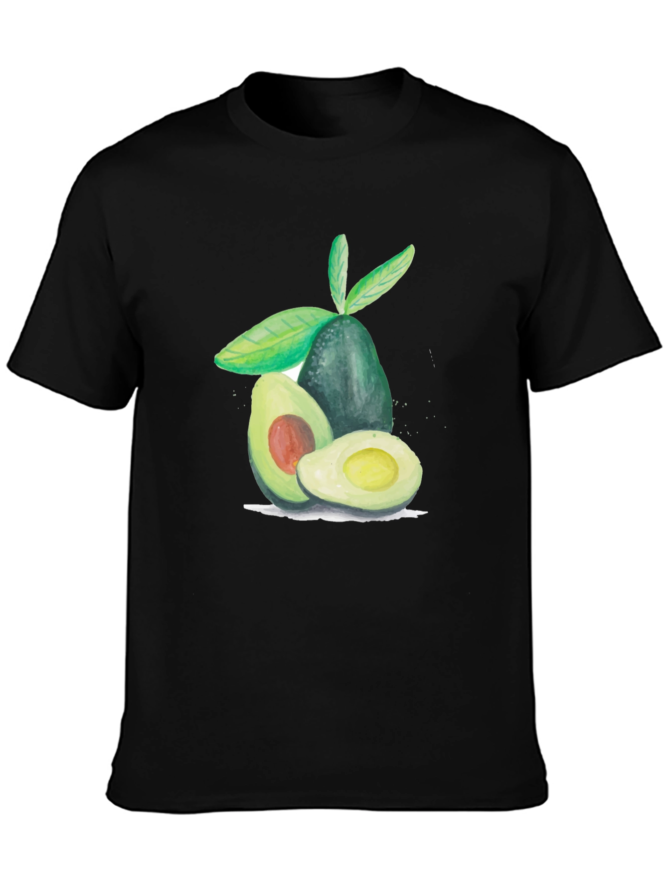 Black Avocado Graphic Tee - Casual Fruit Print T-Shirt view 3