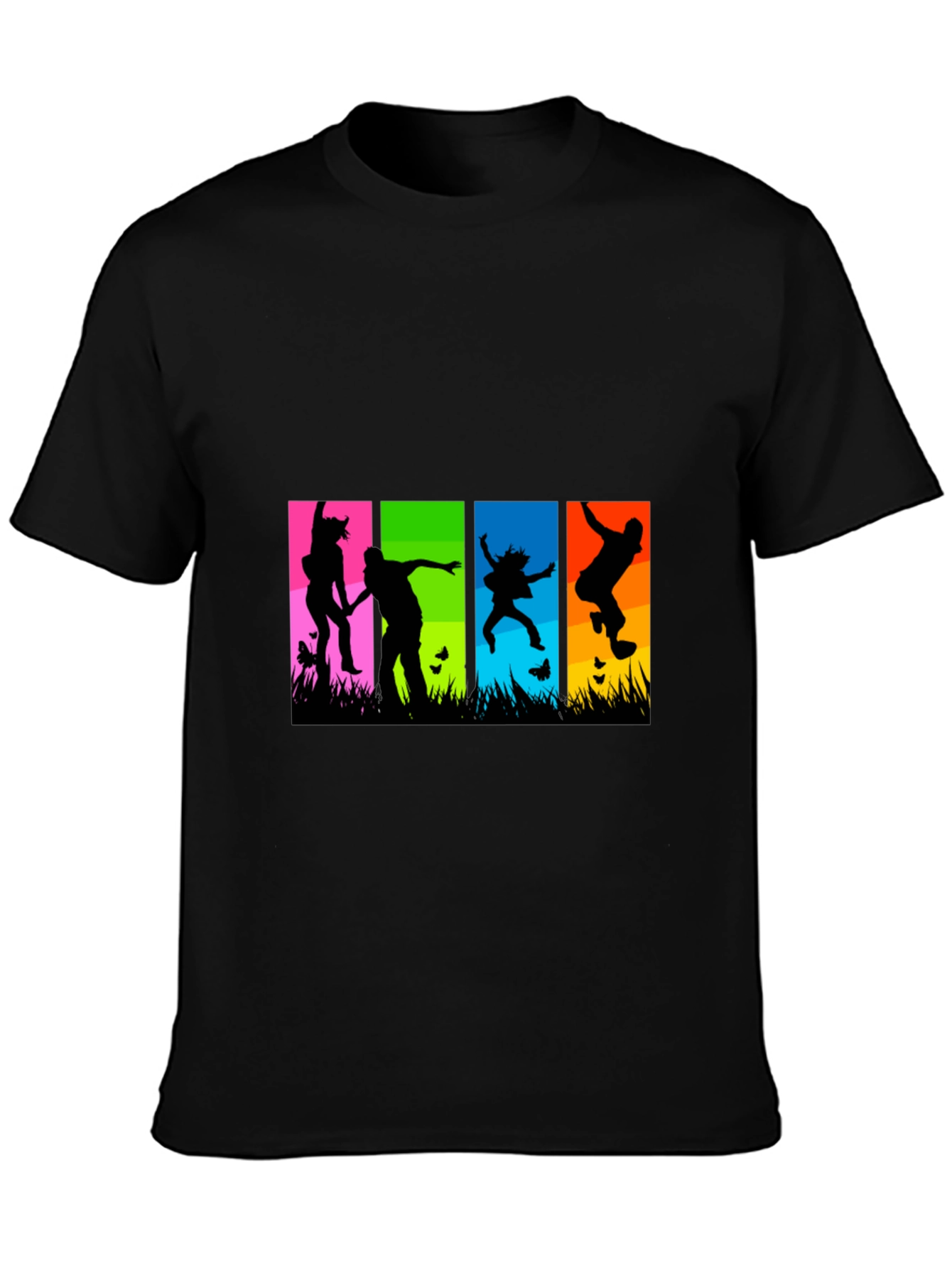 Black Colorful Silhouette Jumpers Black T-Shirt view 3