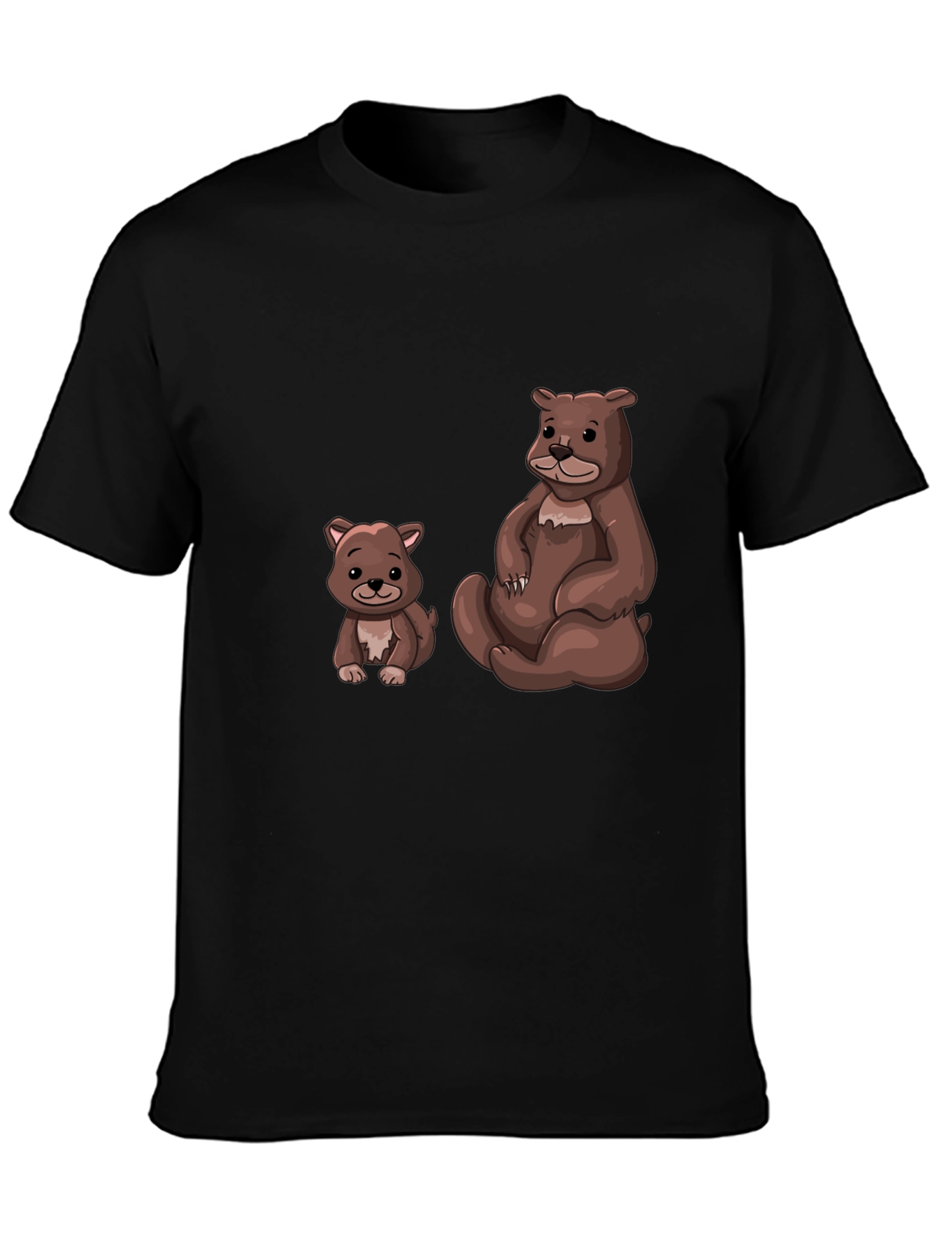 Black Cute Bears Graphic Black T-Shirt - Casual Wear view 3