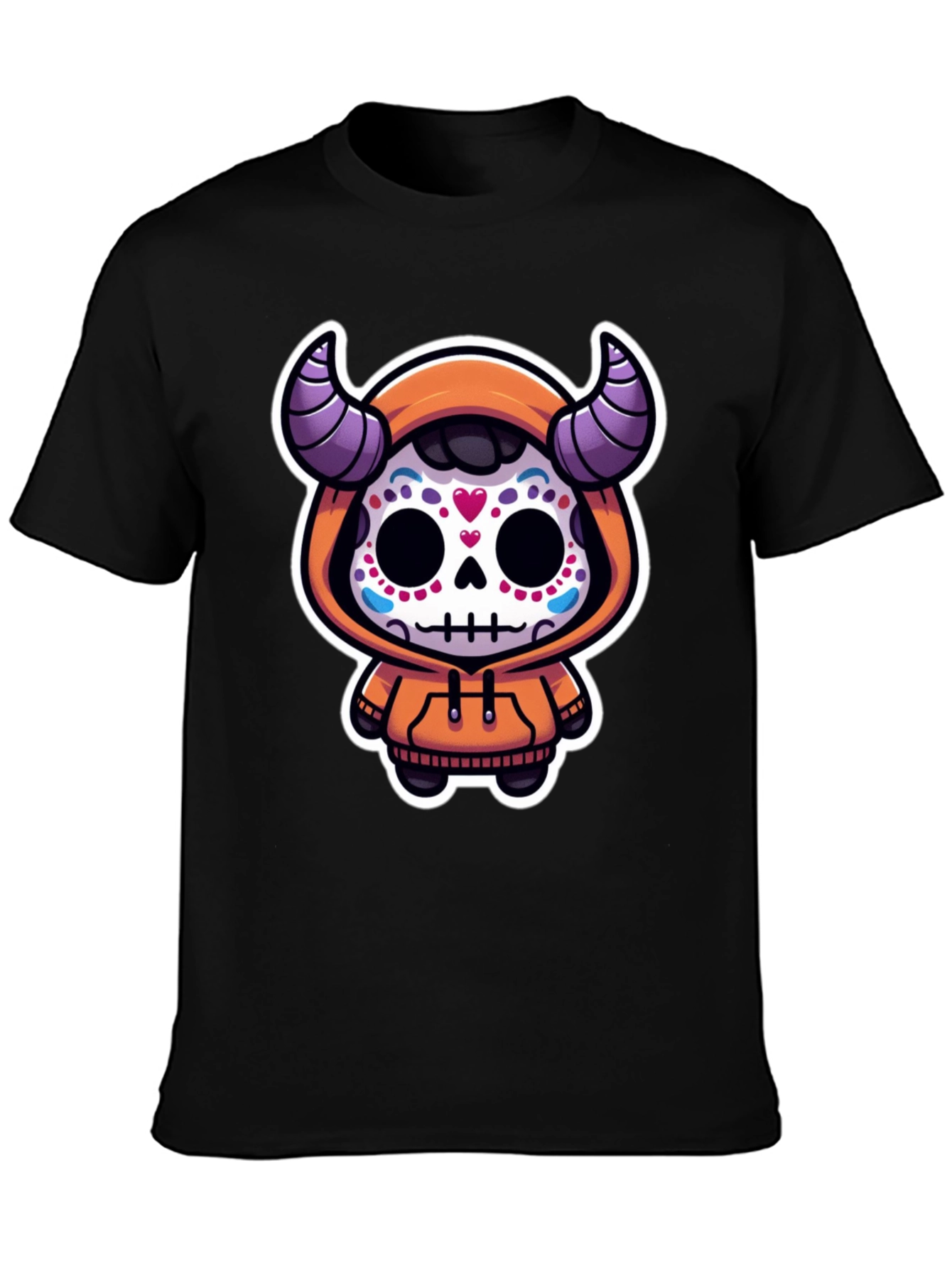 Black Sugar Skull Devil Kid's Graphic Tee view 3