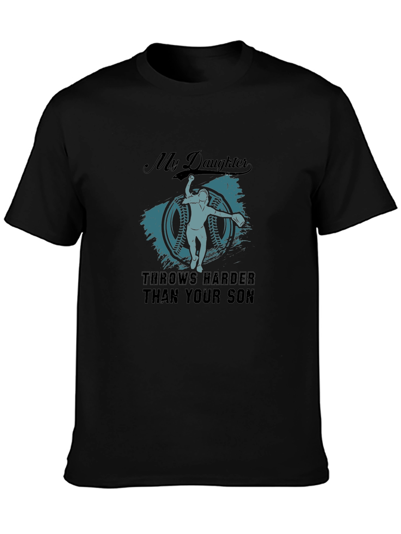 Black My Daughter Throws Harder T-Shirt - Baseball Apparel view 3