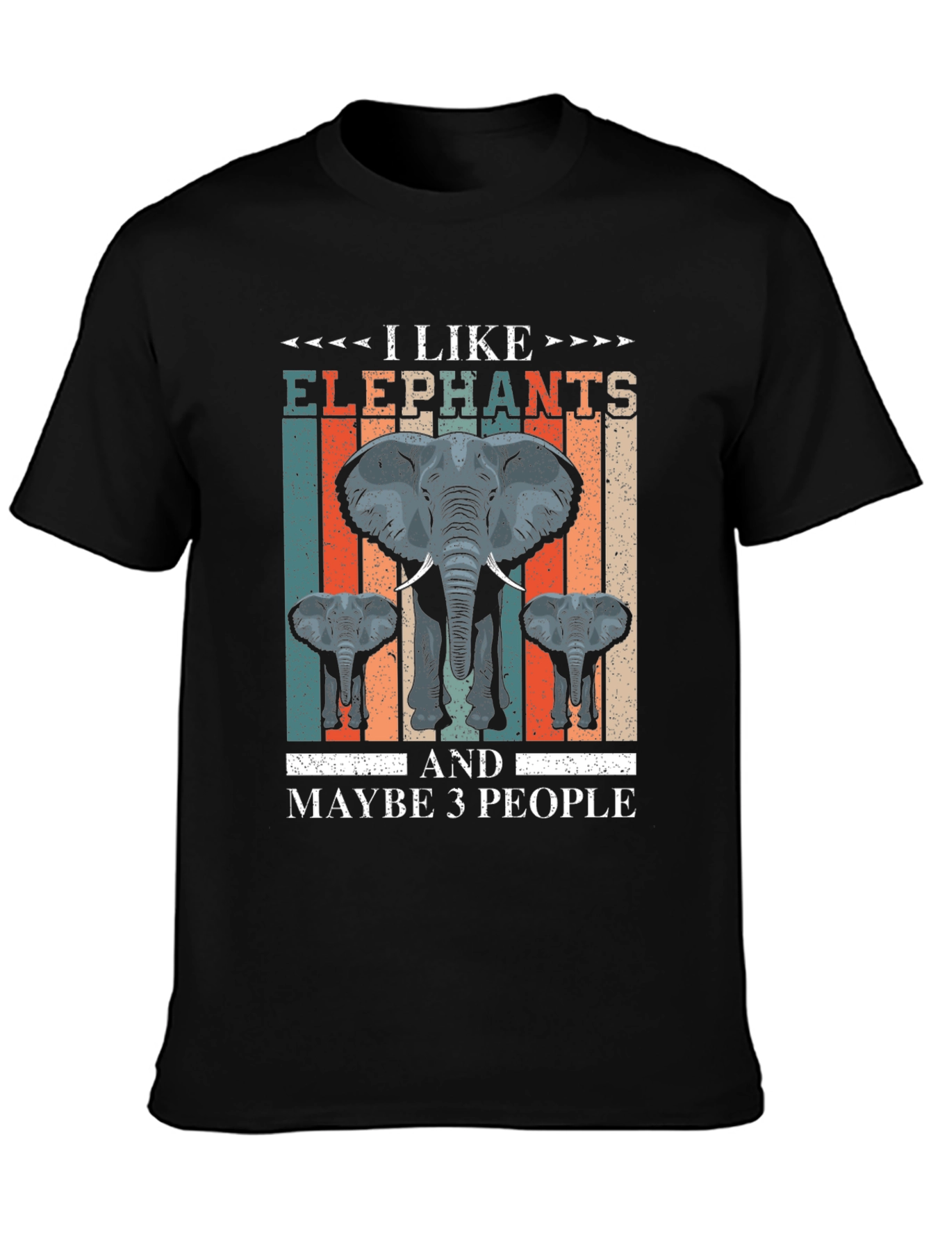Black I Like Elephants T-Shirt - Funny Animal Lover Tee view 3