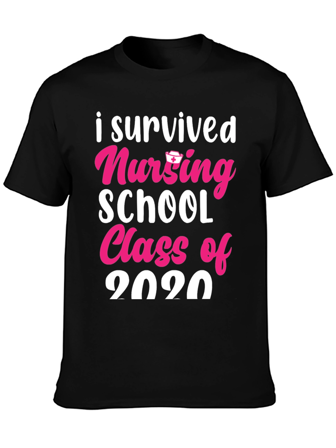 Black I Survived Nursing School Class of 2020 T-Shirt view 3