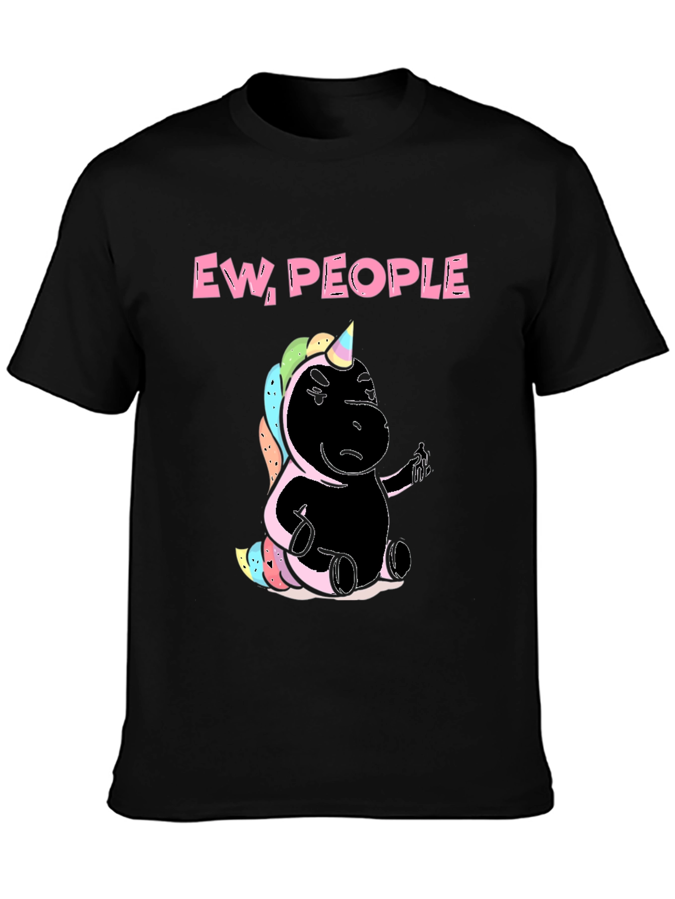 Black Ew People Unicorn Graphic Tee - Black Cotton T-Shirt view 3