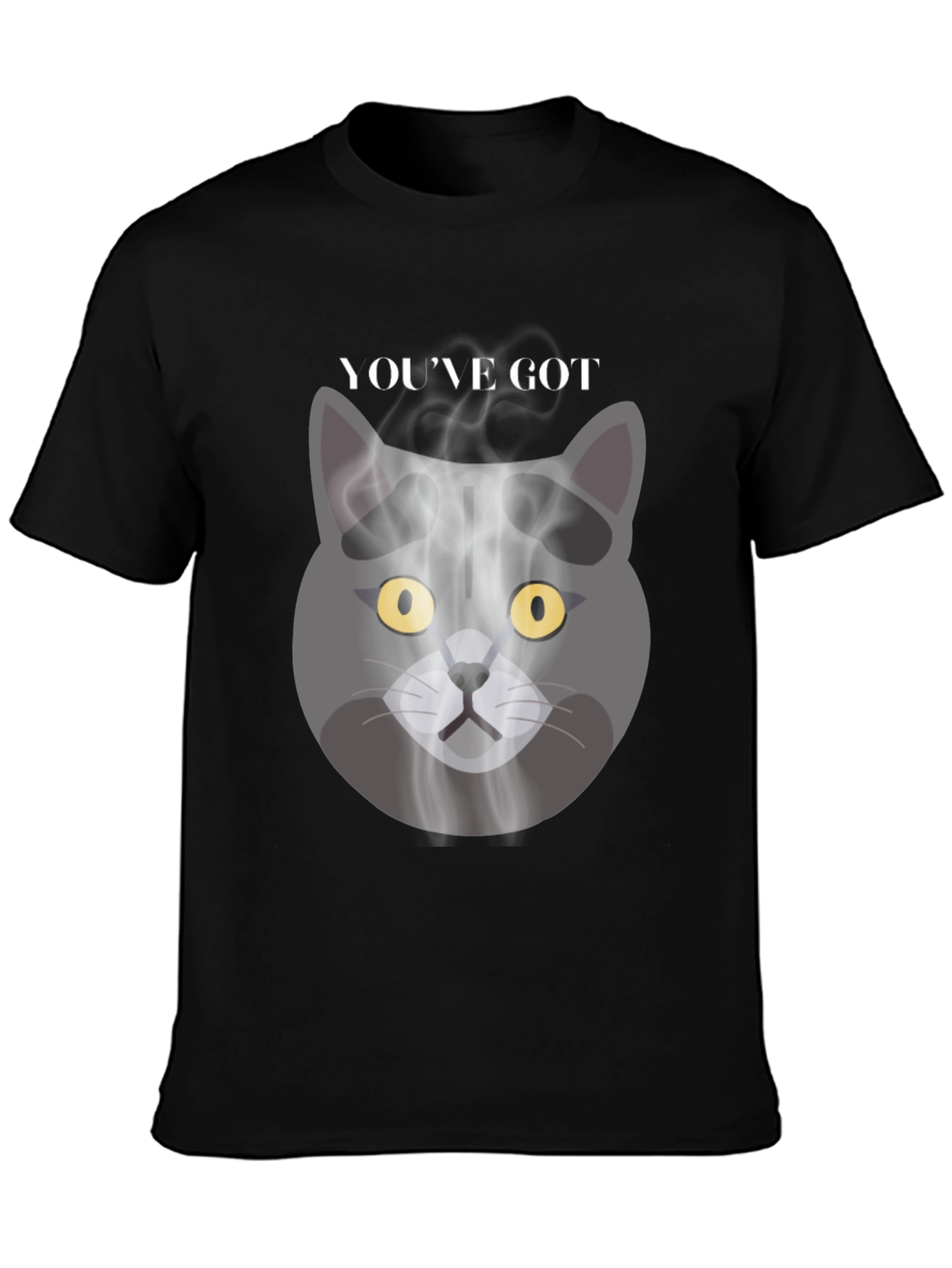 Black Smoky Cat Graphic Tee - You've Got Mail Vibes view 3