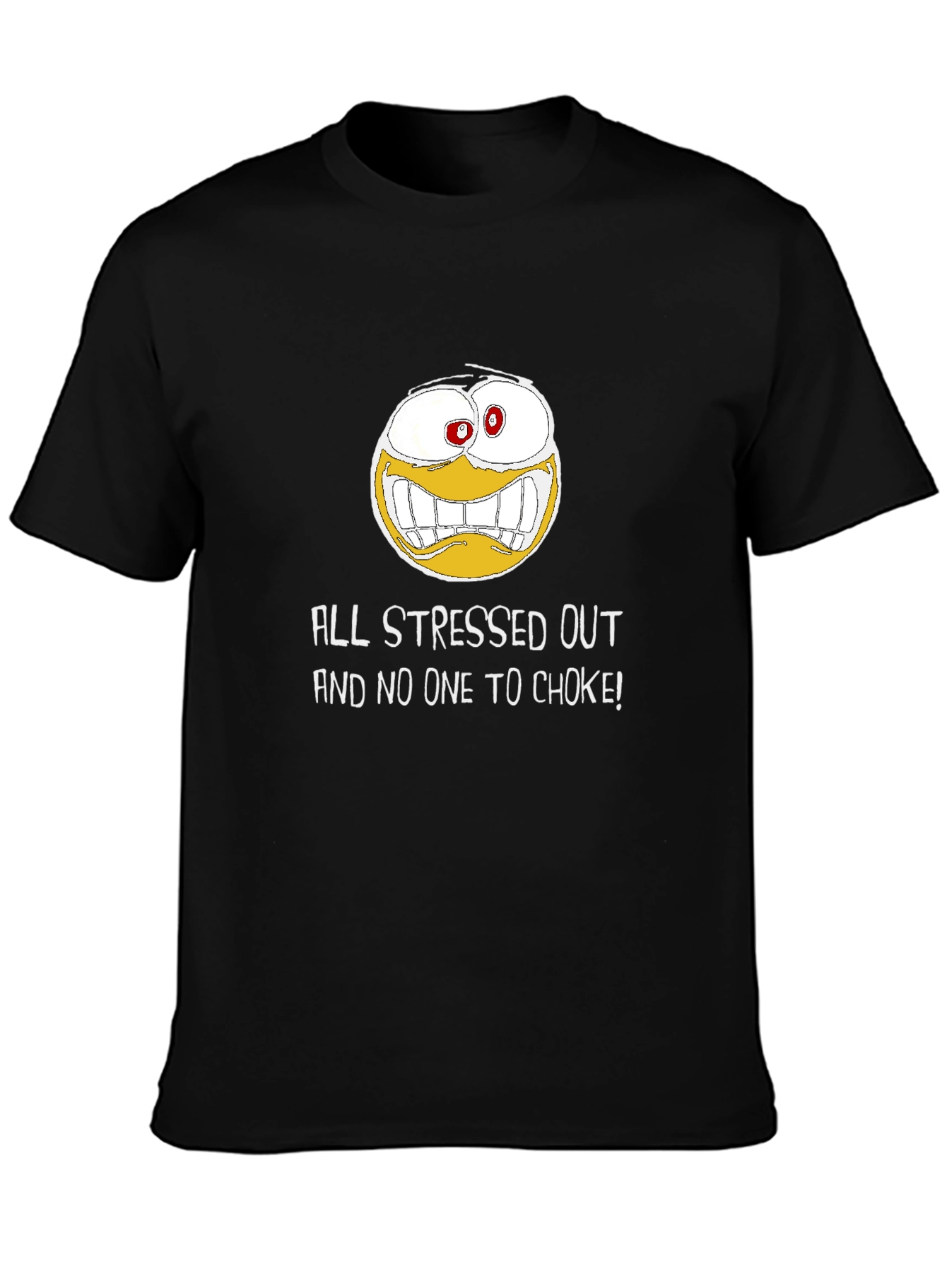 Black Stressed Out Graphic T-Shirt - Funny Emoji Design view 3