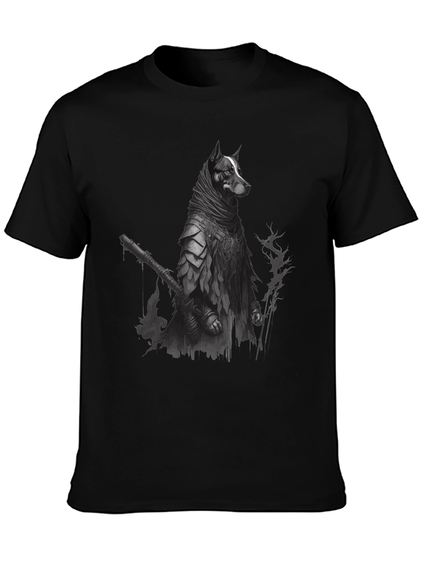 Dog Warrior Graphic Tee - Black Cotton T-Shirt - 3