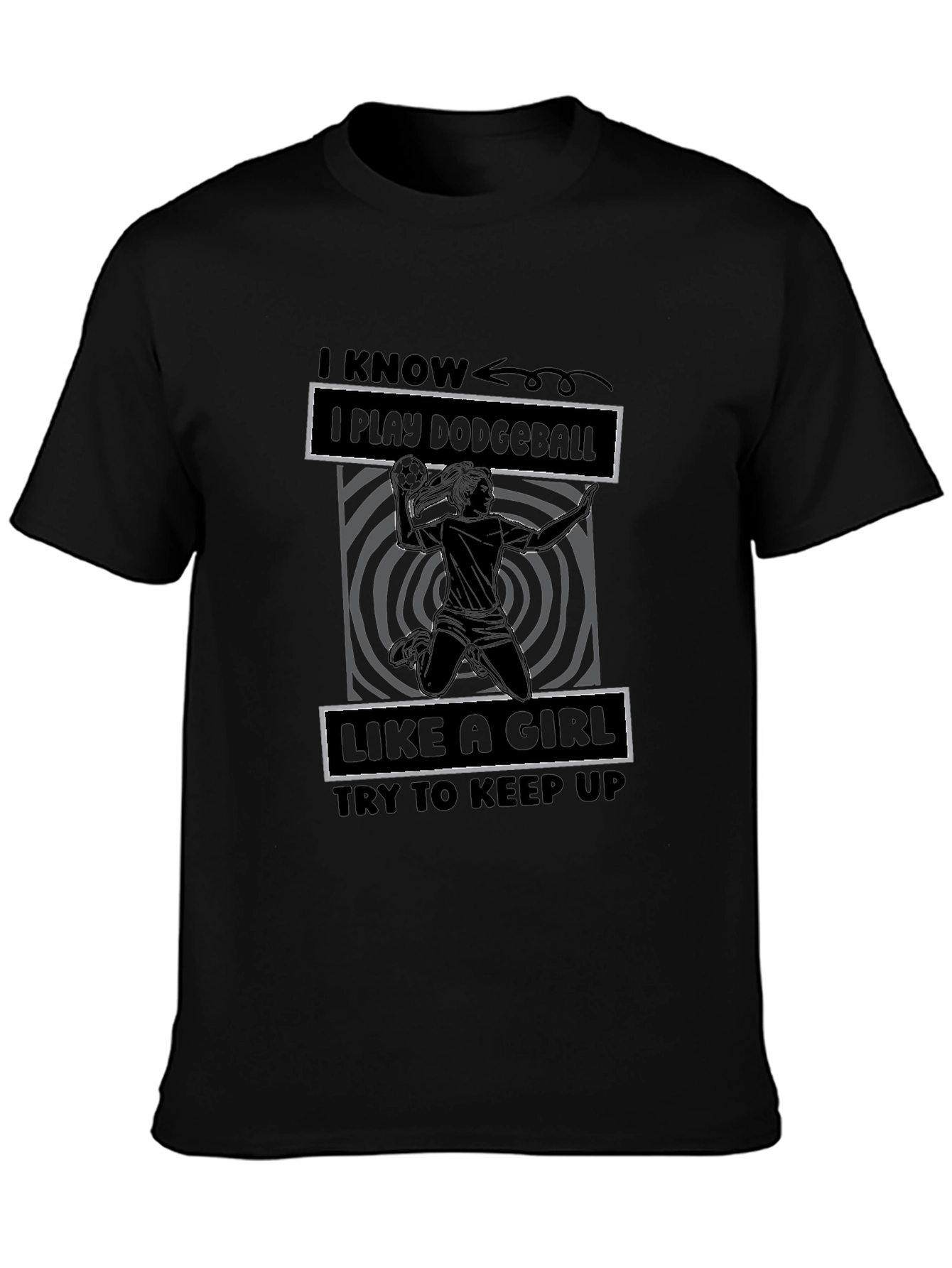 Black Dodgeball Like A Girl Graphic T-Shirt view 3