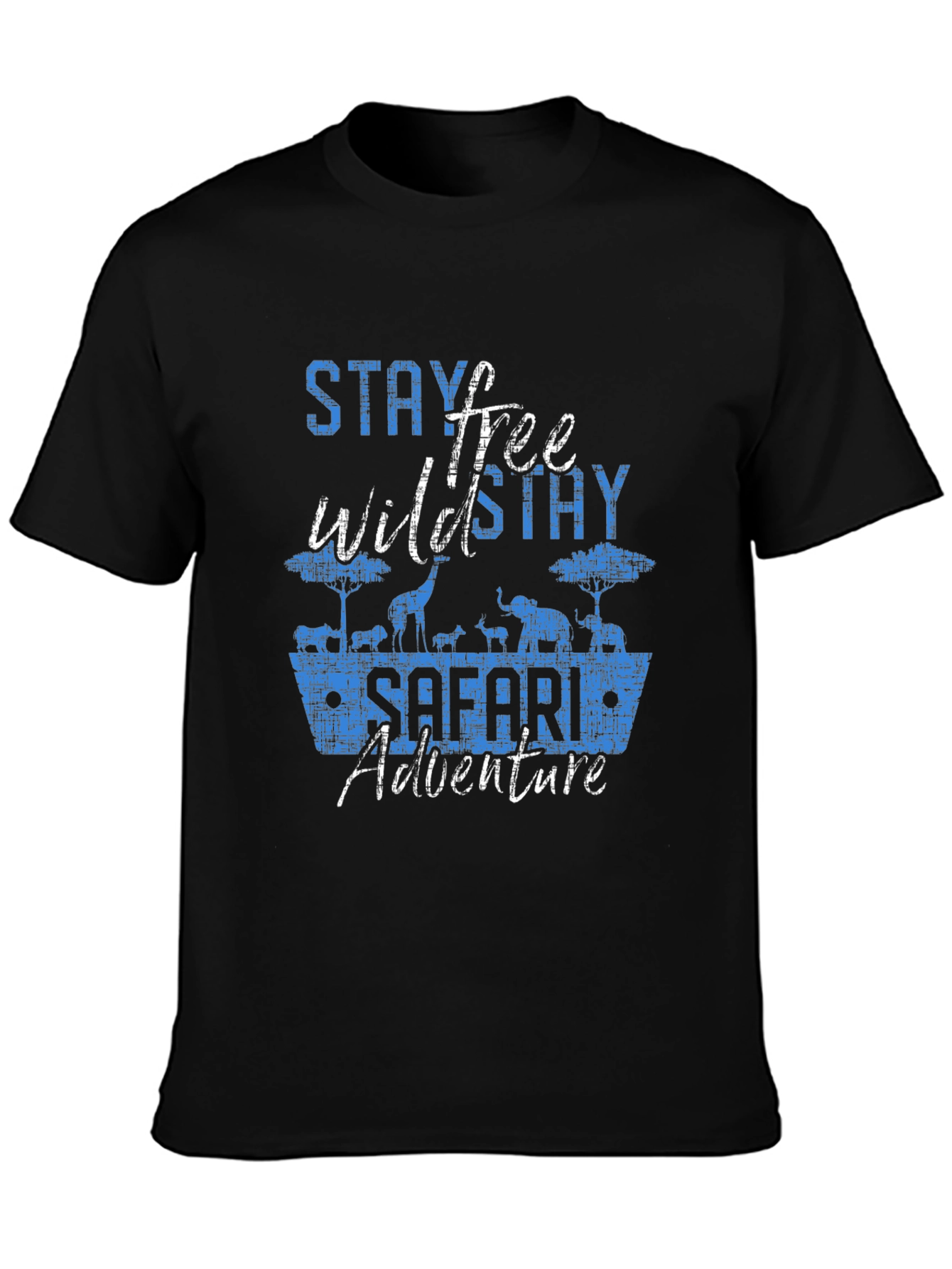 Black Stay Wild Free Safari Adventure Graphic Tee view 3