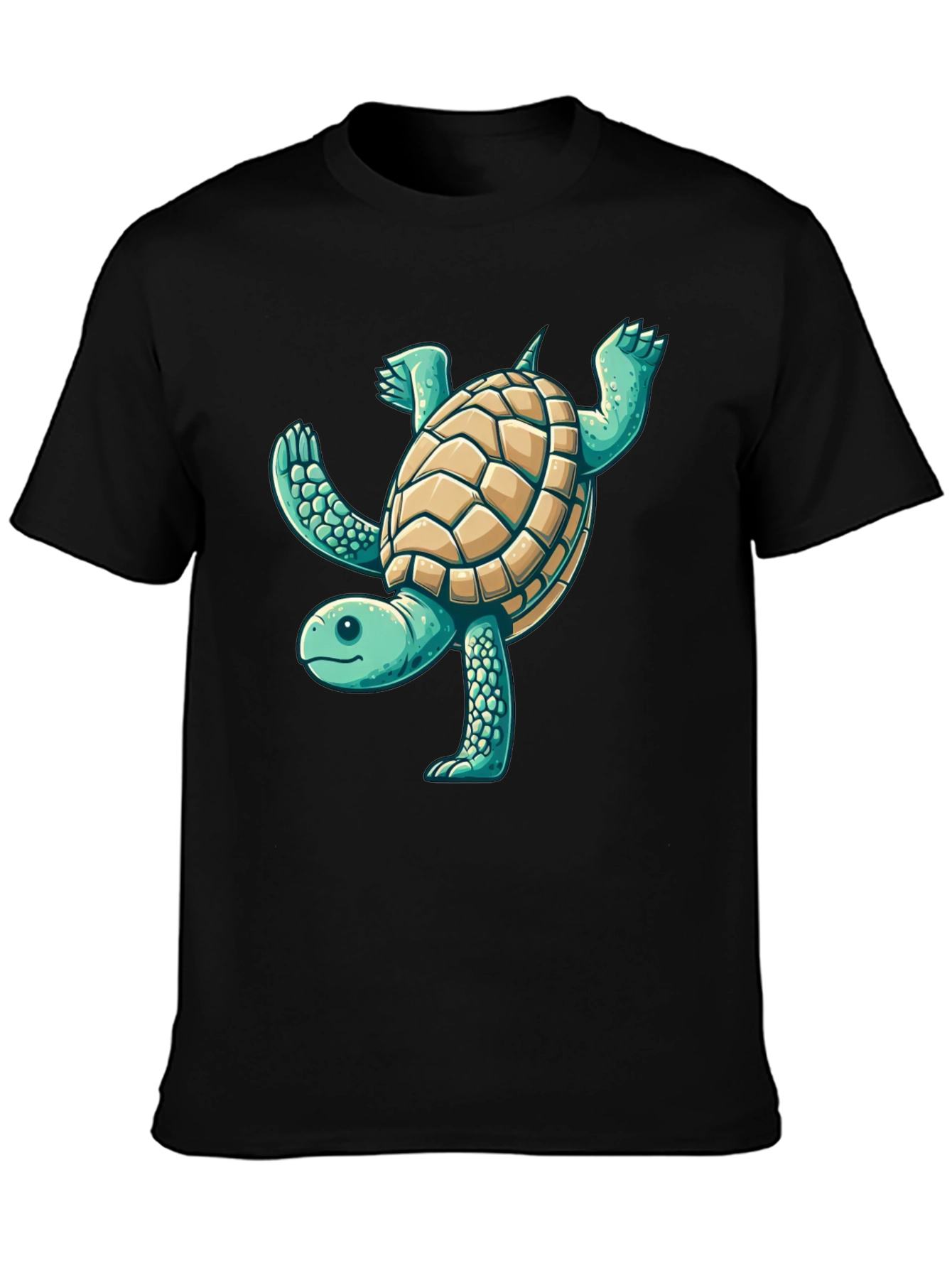 Black Fun Turtle Graphic Black T-Shirt view 3