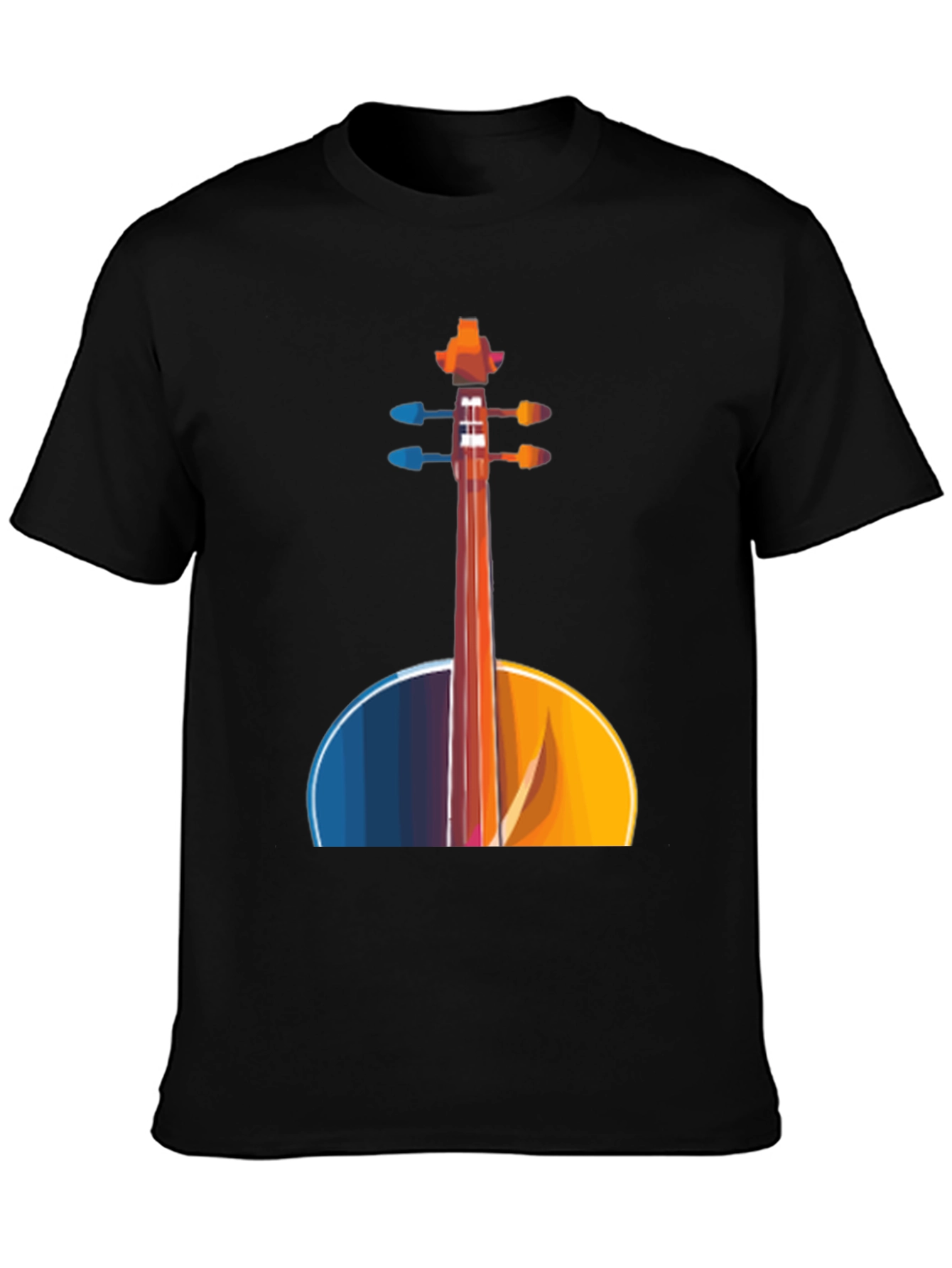 Black Abstract Cello Graphic Tee - Black Musical Shirt view 3