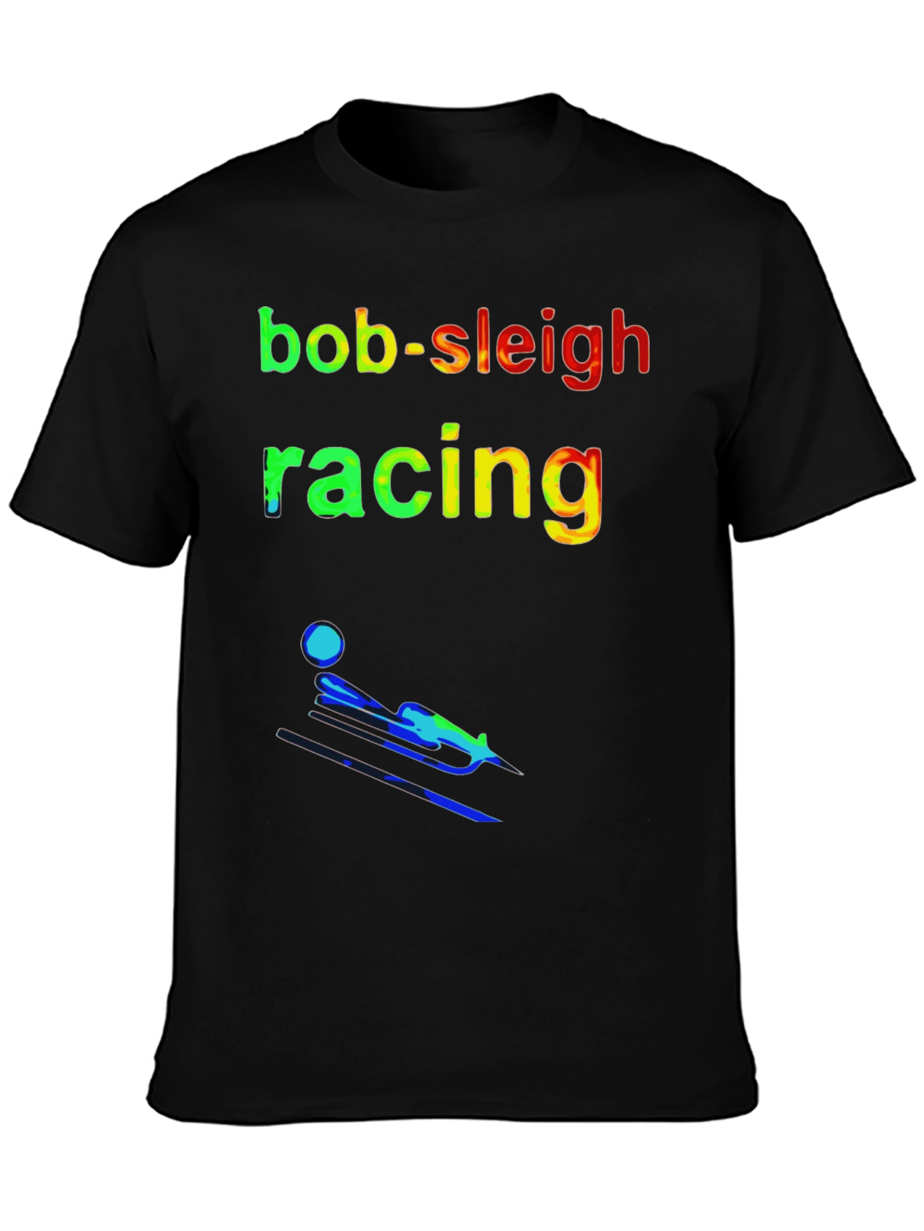 Black Bob-Sleigh Racing T-Shirt - Sporty Design view 3