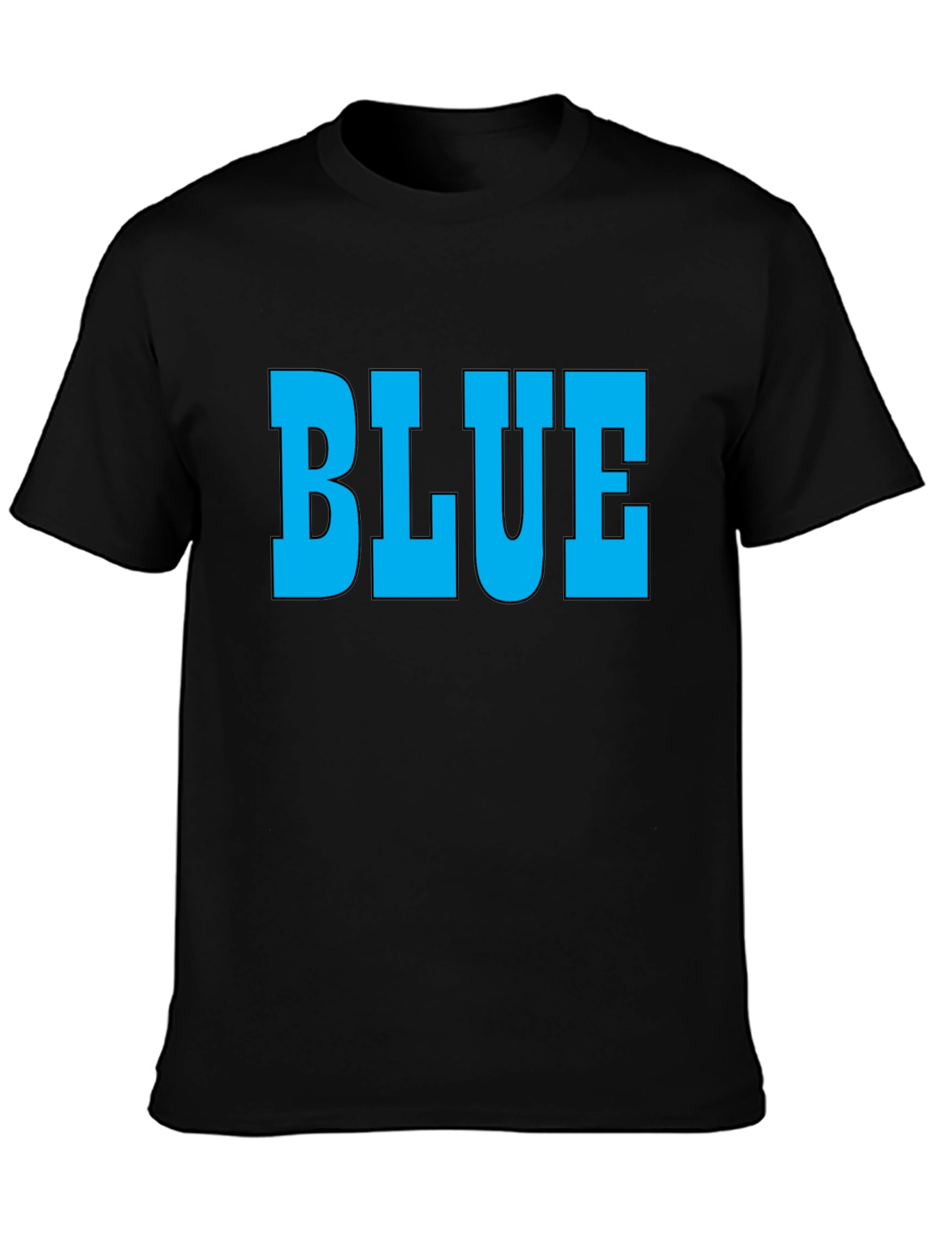 Black Bold "BLUE" Graphic T-Shirt - Classic Crew Neck Tee view 3