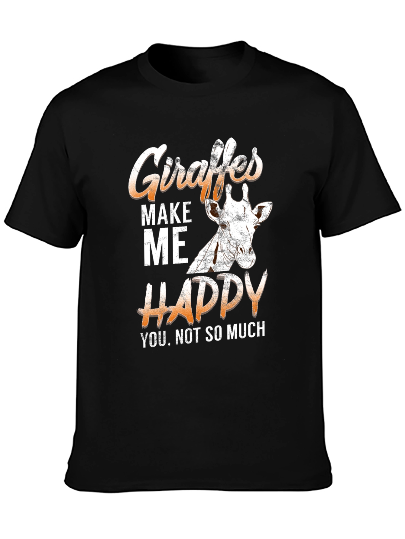 Black Giraffes Make Me Happy T-Shirt view 3