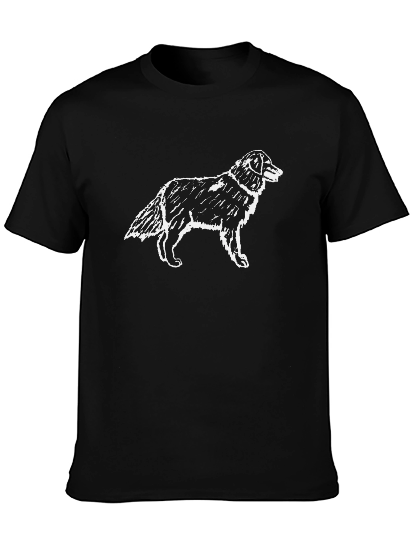 Black Dog Sketch Graphic T-Shirt - Casual Cotton Tee view 3