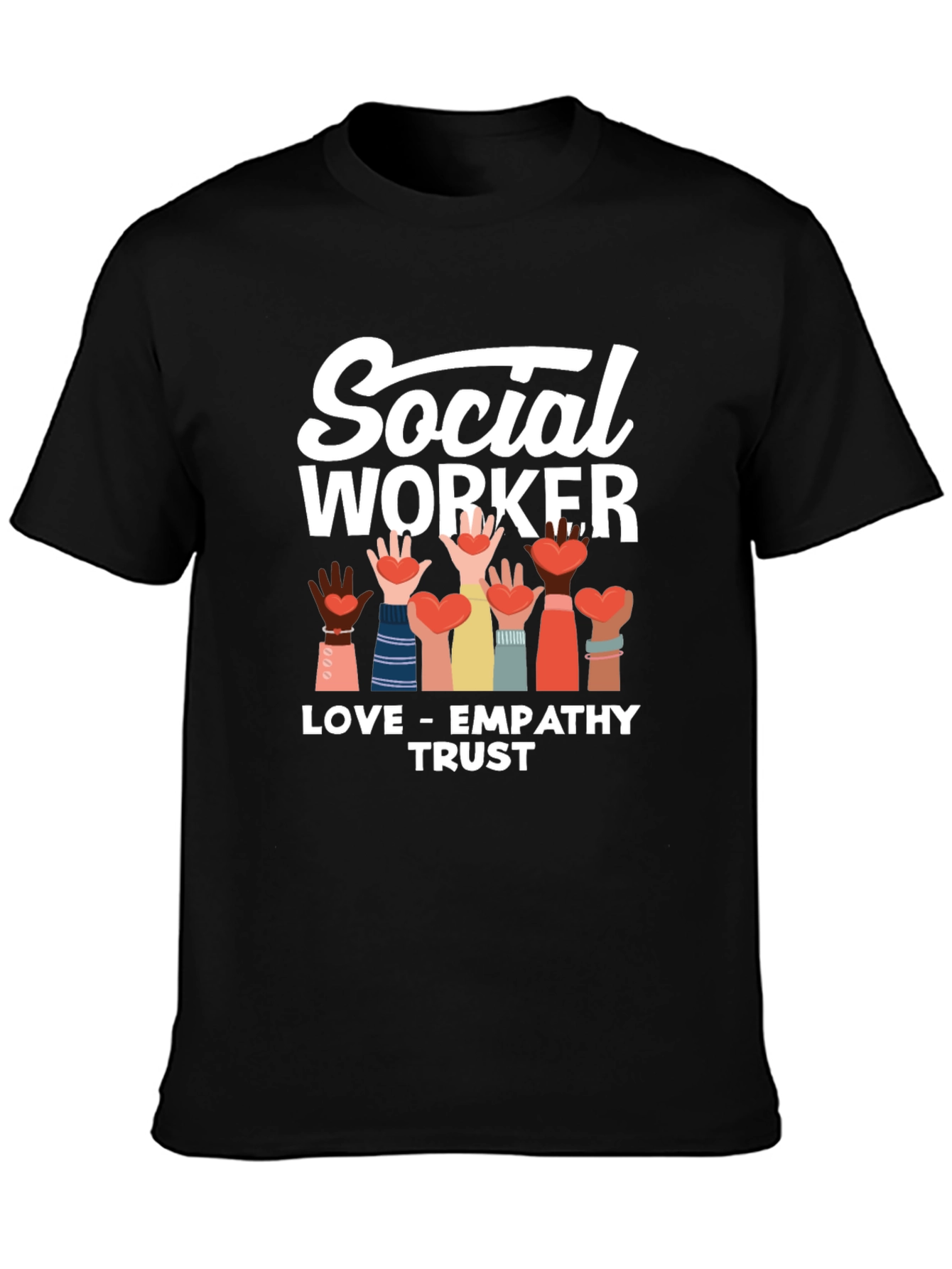 Black Social Worker Love Empathy Trust T-Shirt view 3