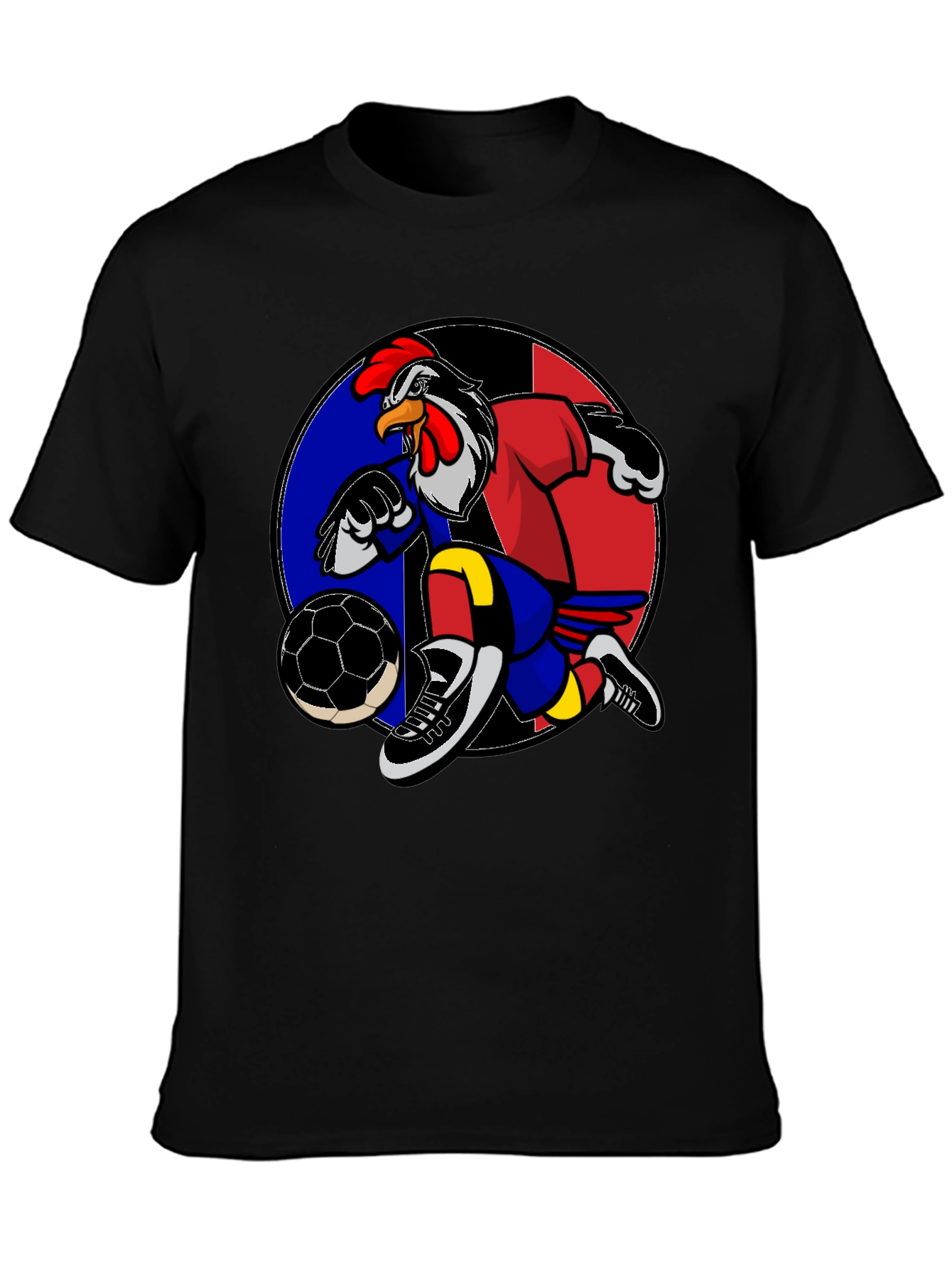 Black Rooster Soccer T-Shirt: Black Graphic Tee view 3