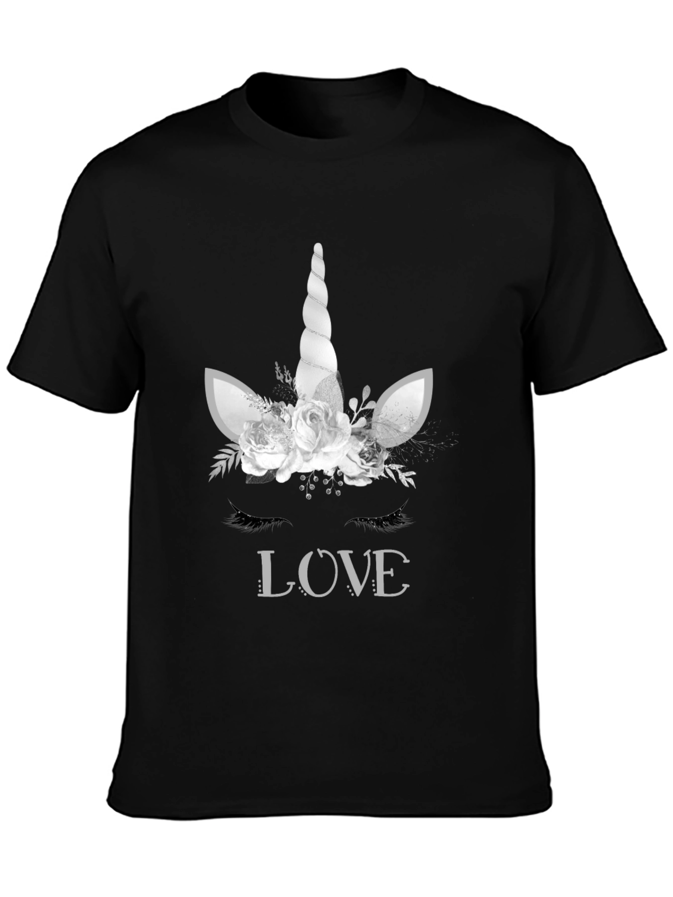 Black Unicorn LOVE Graphic Tee - Black T-Shirt view 3