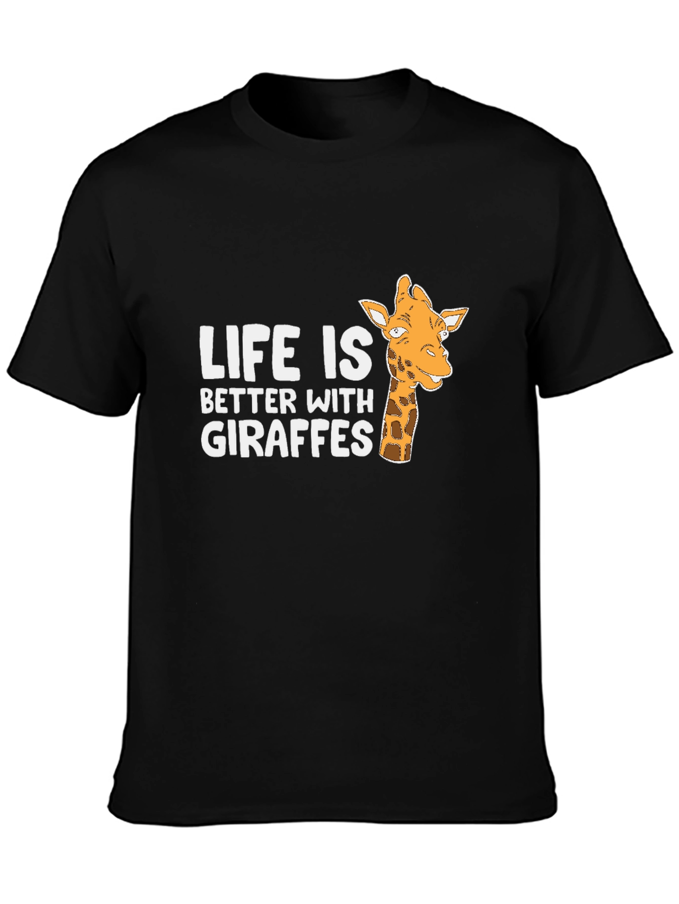 Black Life is Better with Giraffes Black T-Shirt view 3